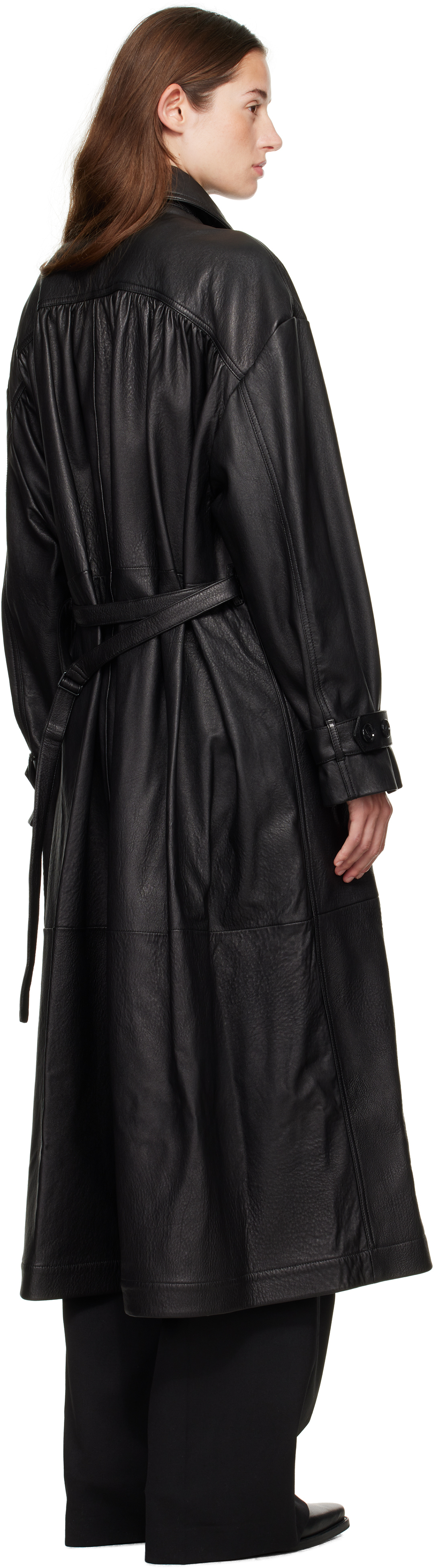 Ann Demeulemeester Black Ansa Double-breasted Trench Coat In Black