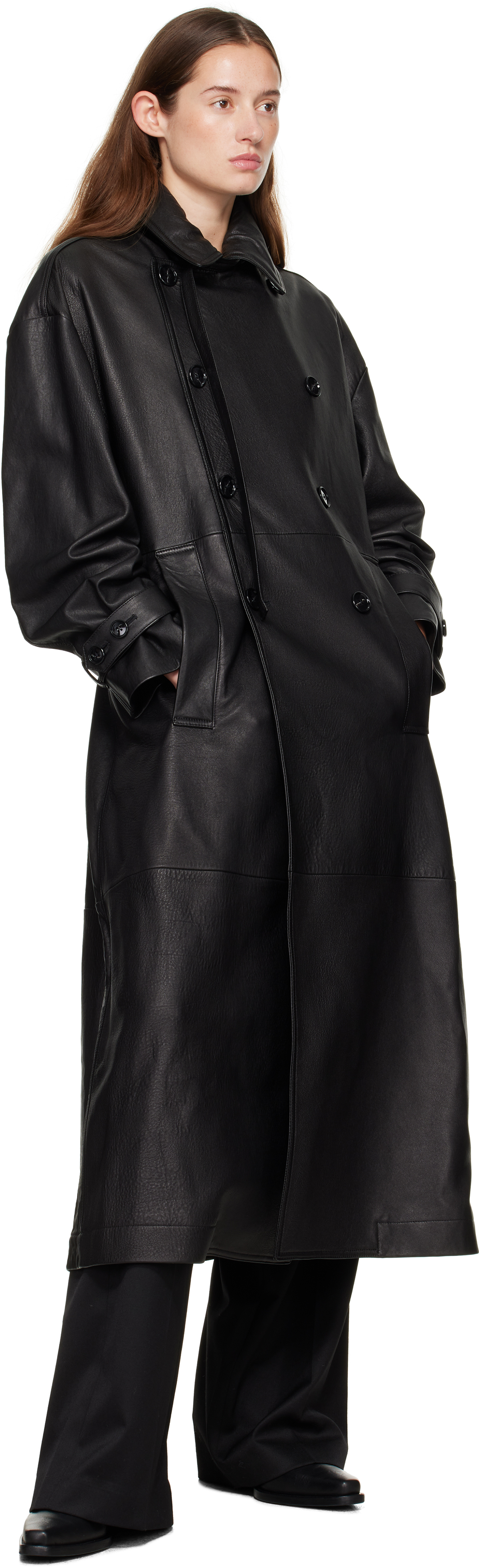 Ann Demeulemeester Black Ansa Double-breasted Trench Coat In Black