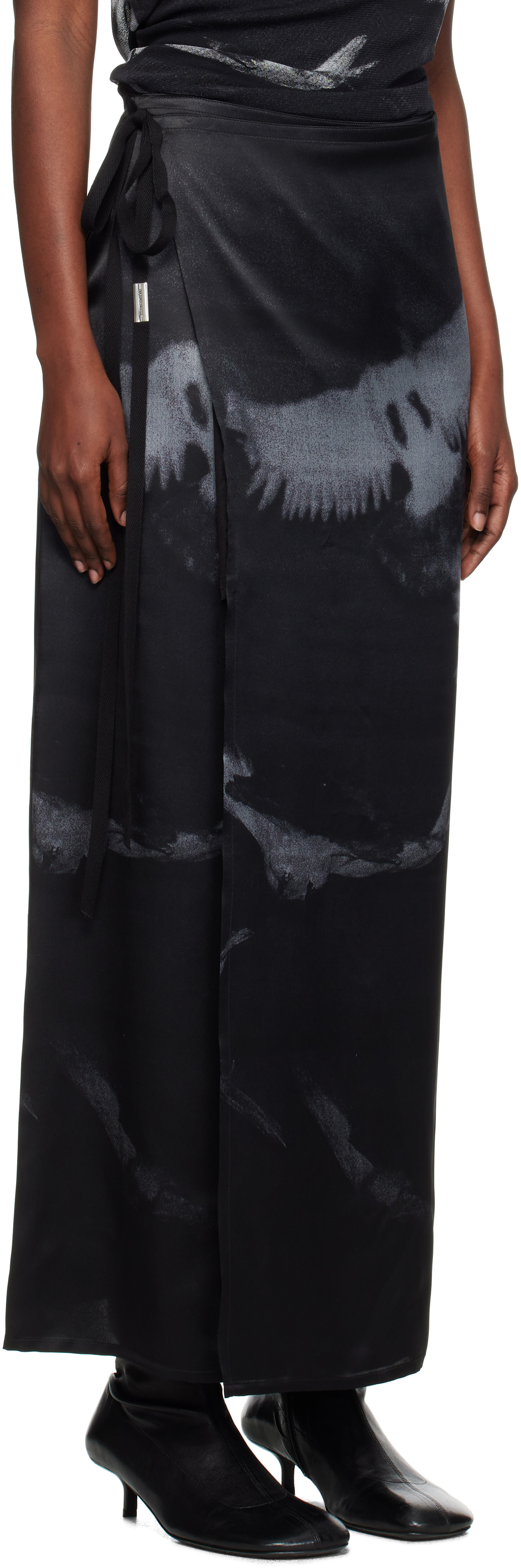 Ann Demeulemeester Oku Printed Wrap Skirt In Black