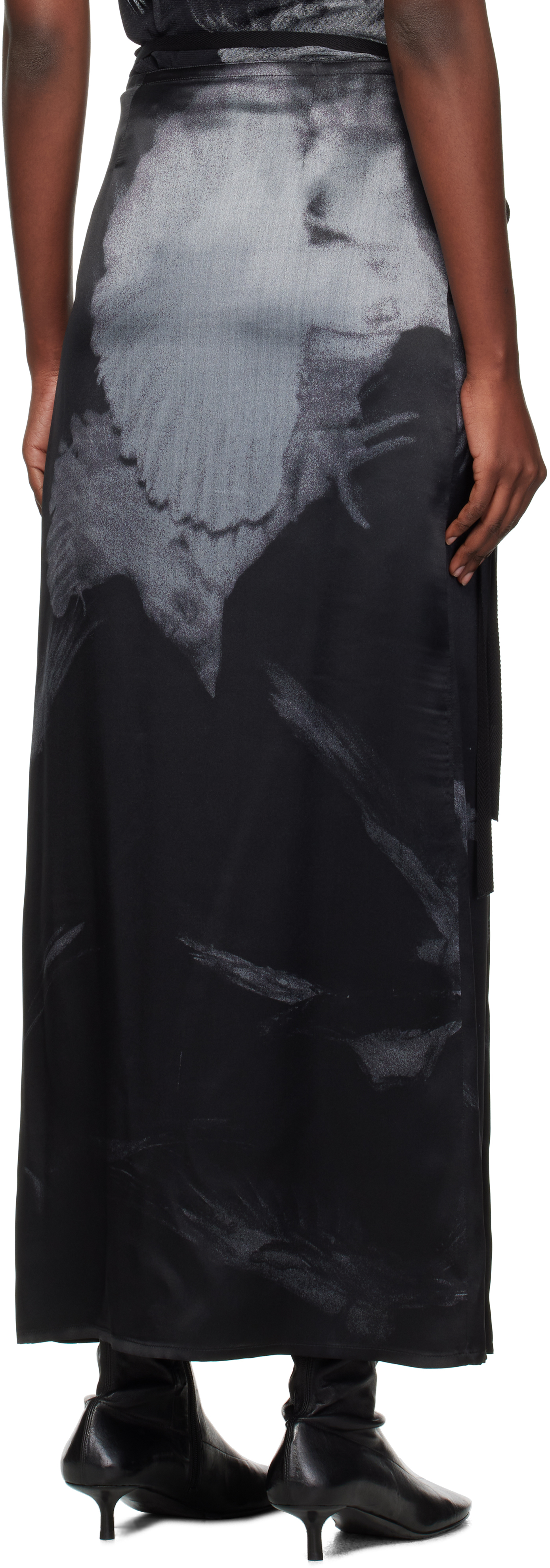 Ann Demeulemeester Oku Printed Wrap Skirt In Black