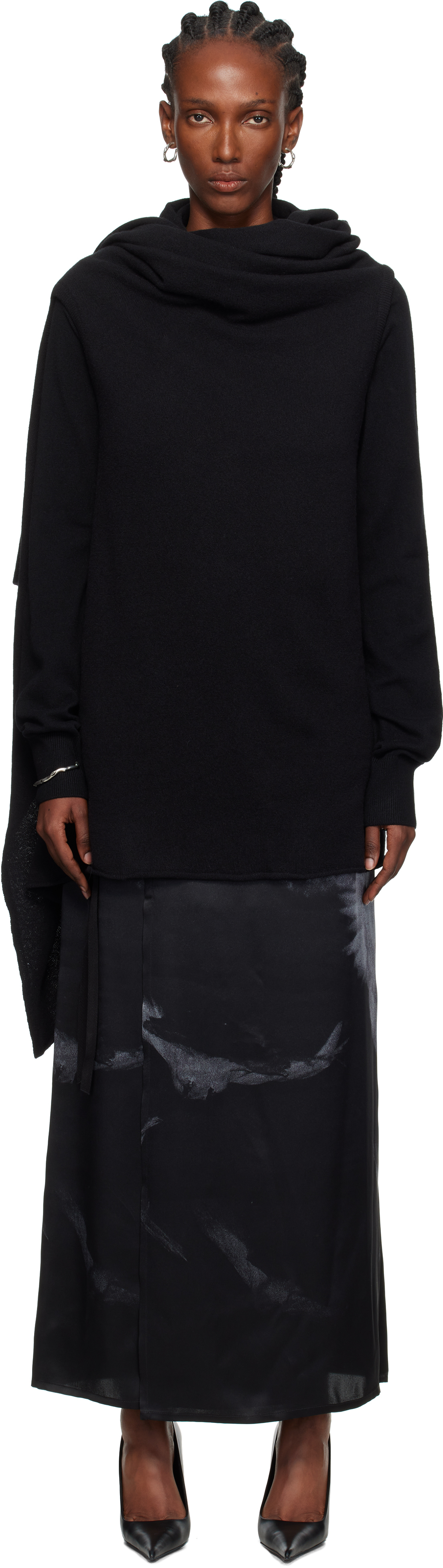 ANN DEMEULEMEESTER ブラック タートルネック ANN DEMEULEMEESTER ブラック タートルネック