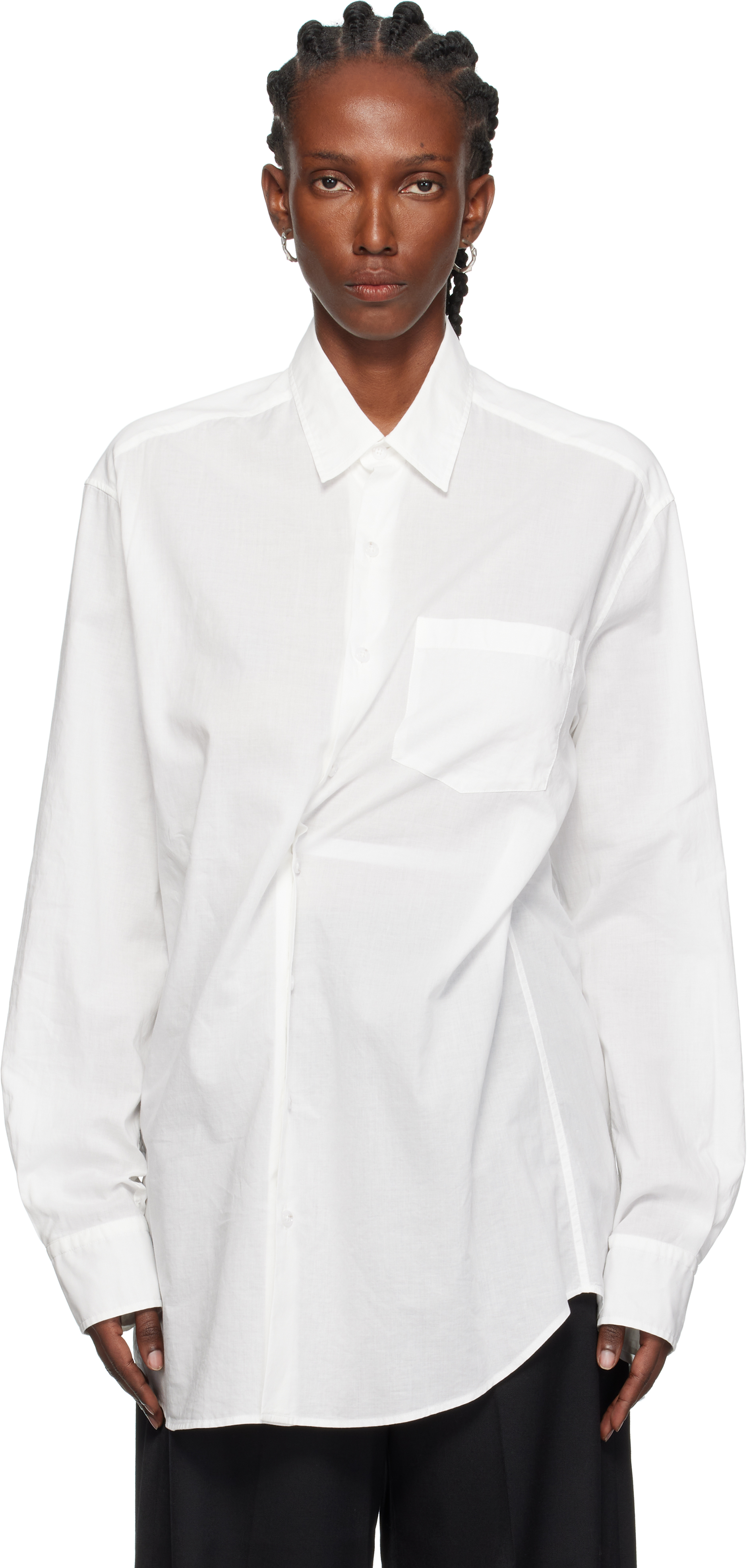 Ann Demeulemeester Elisabeth Long High Comfort Pocket Shirt In White