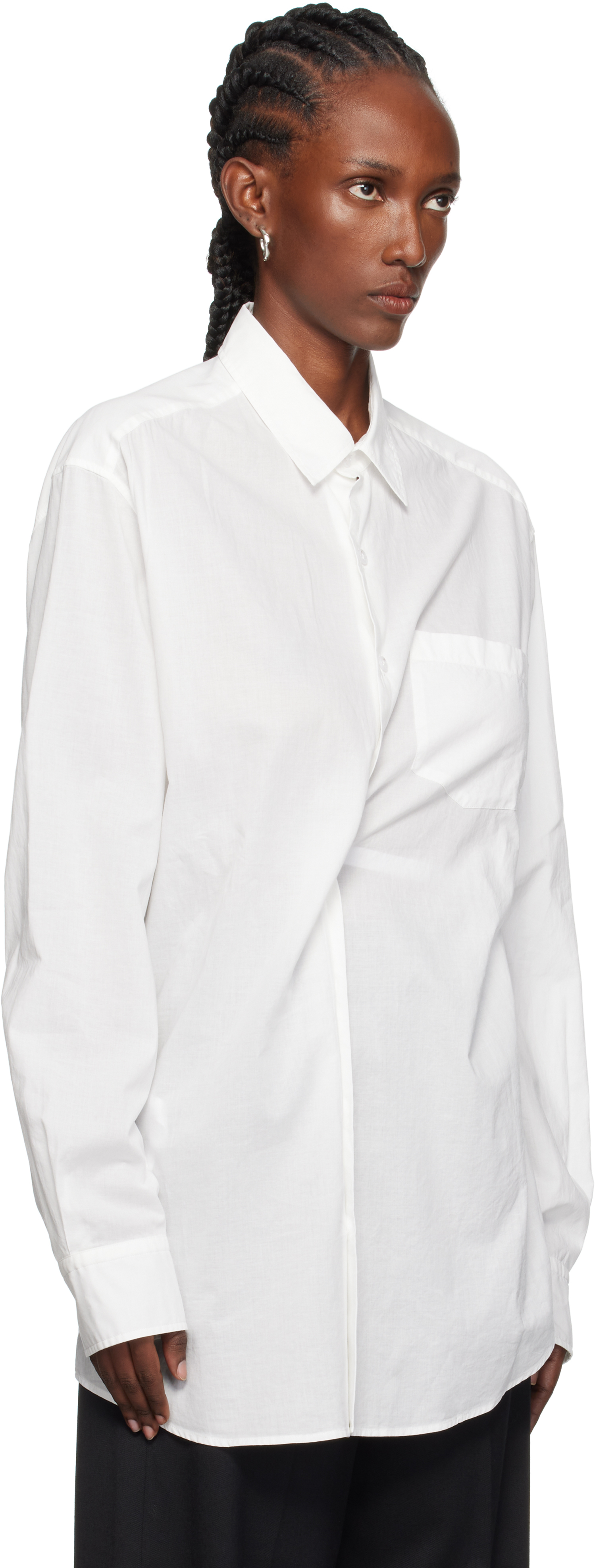 Ann Demeulemeester Elisabeth Long High Comfort Pocket Shirt In White
