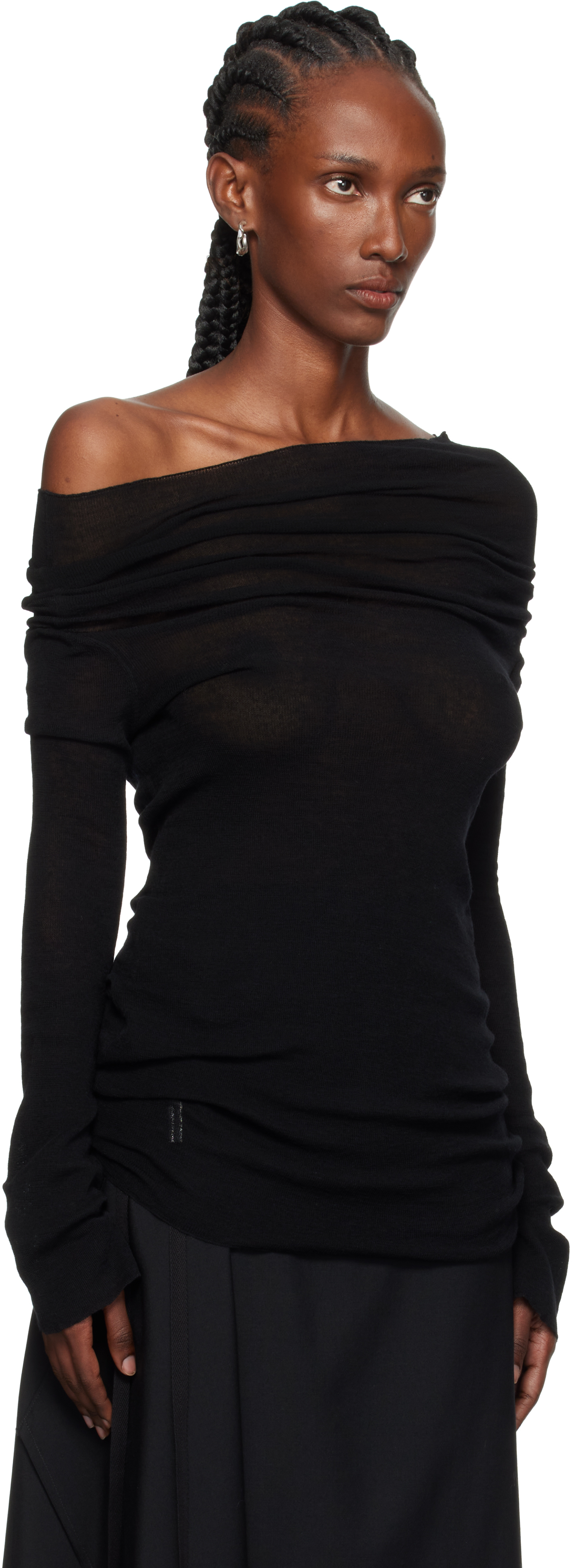 Ann Demeulemeester Black Tizziana Knitted Long Sleeve T-shirt In Black