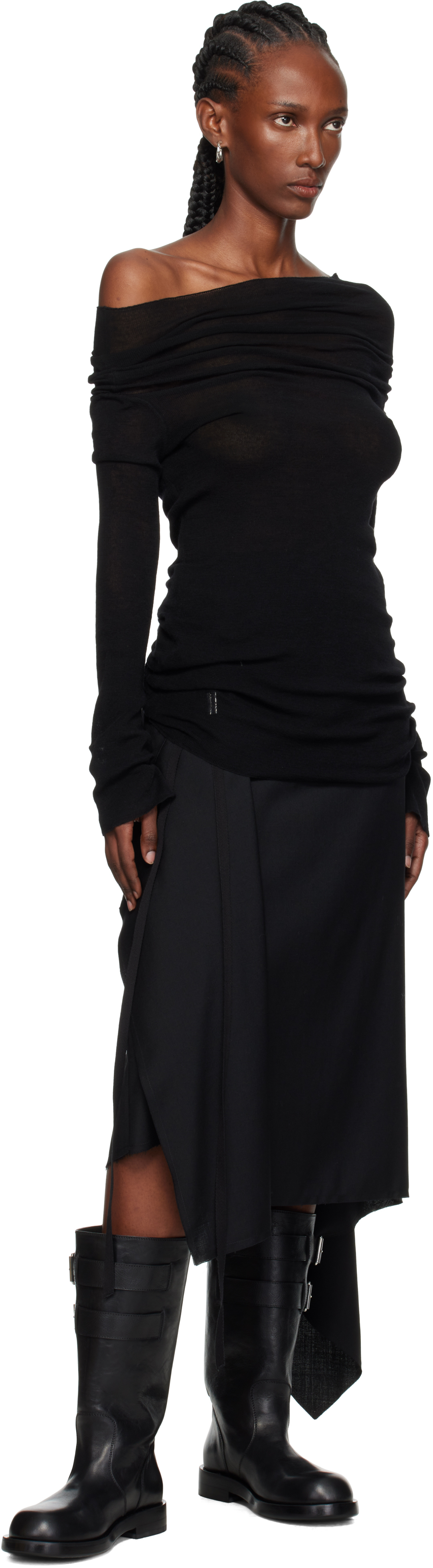 Ann Demeulemeester Black Tizziana Knitted Long Sleeve T-shirt In Black