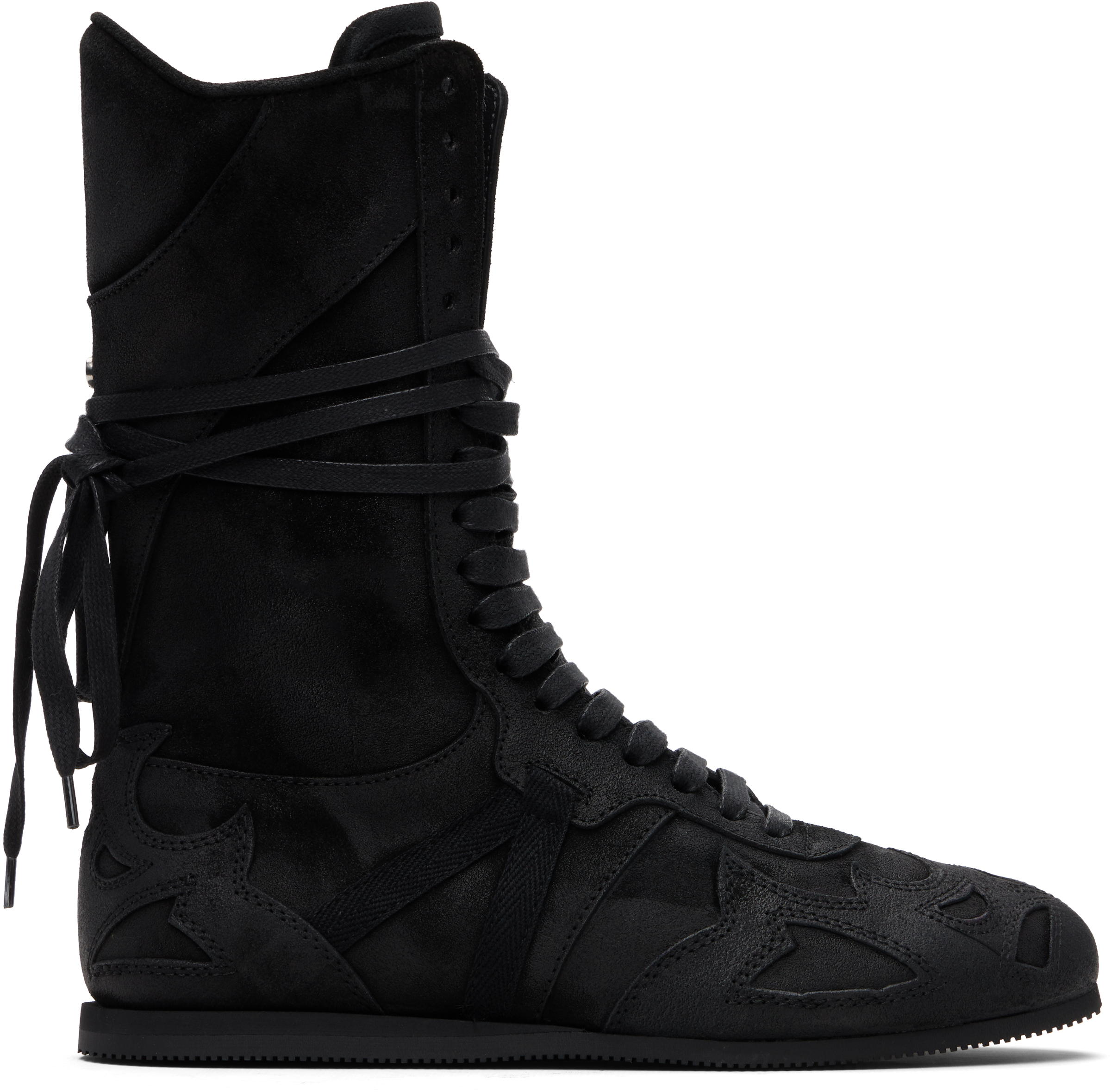 Ann Demeulemeester Black Palne High-top Boxing Sneakers In Black