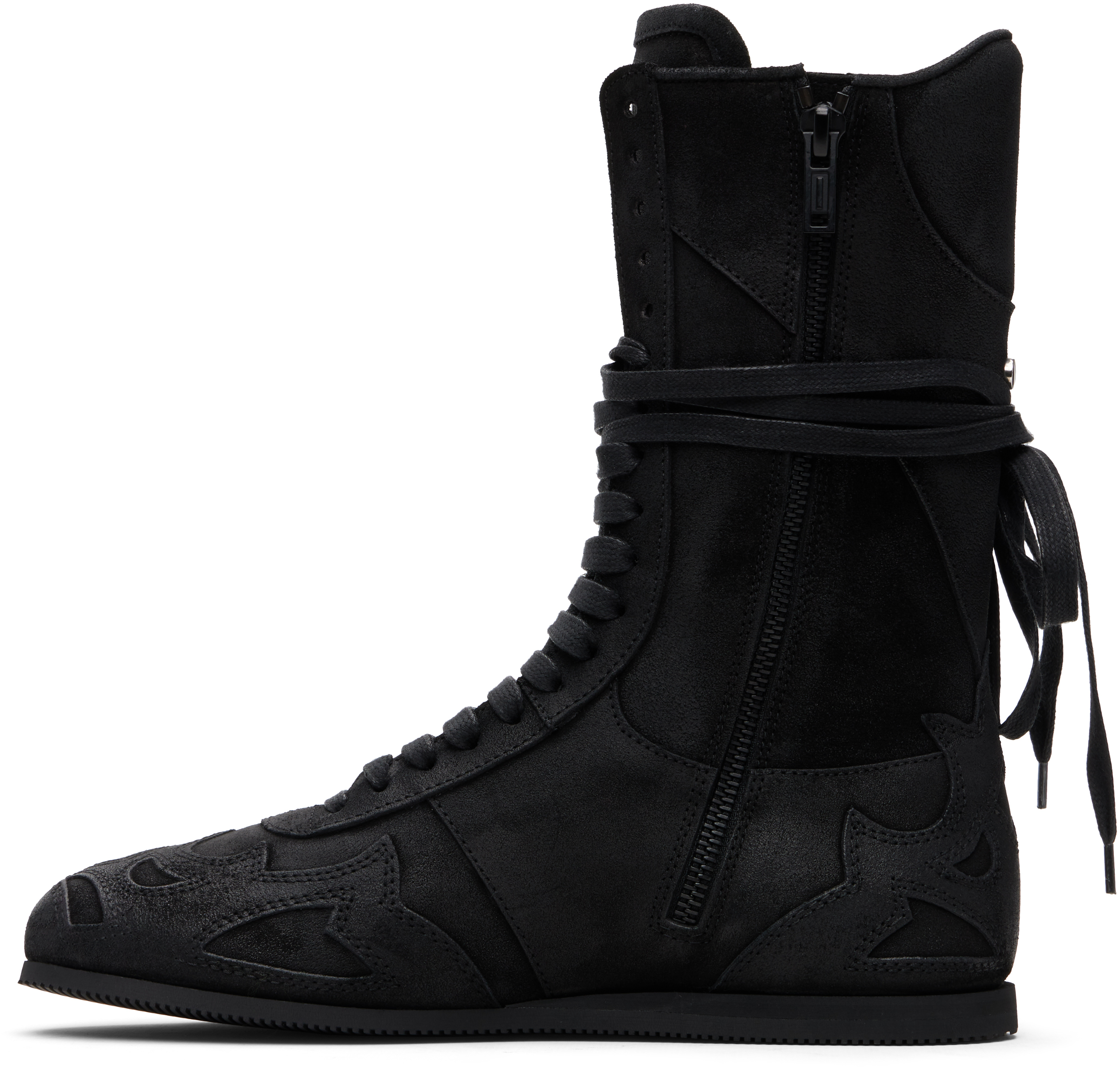 Ann Demeulemeester Black Palne High-top Boxing Sneakers In Black