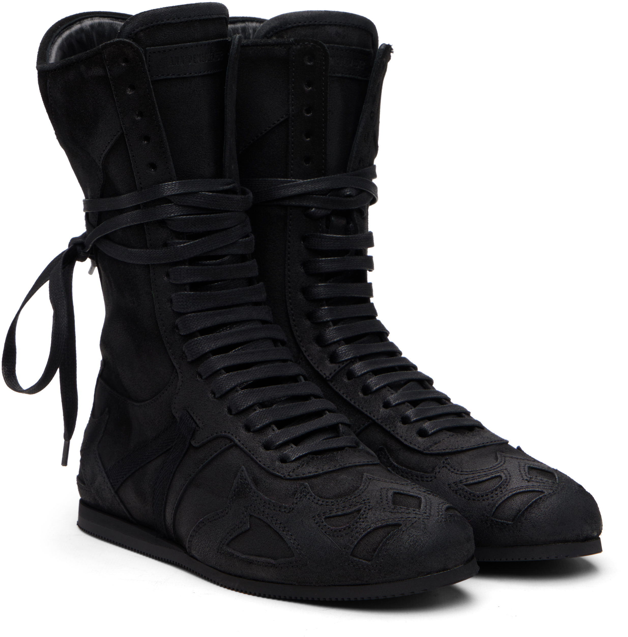 Ann Demeulemeester Black Palne High-top Boxing Sneakers In Black