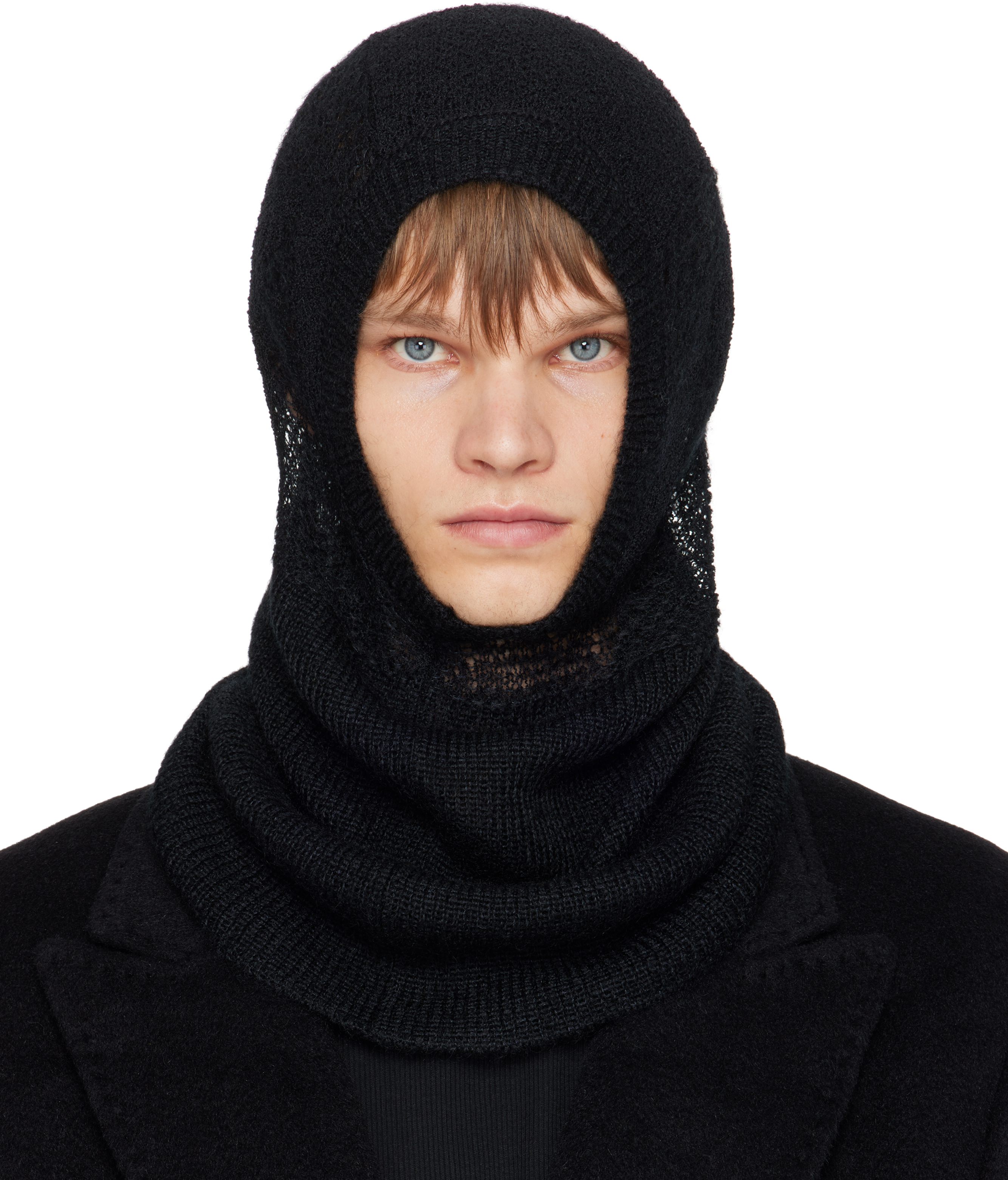 Ann Demeulemeester Black Vali Balaclava In Blue