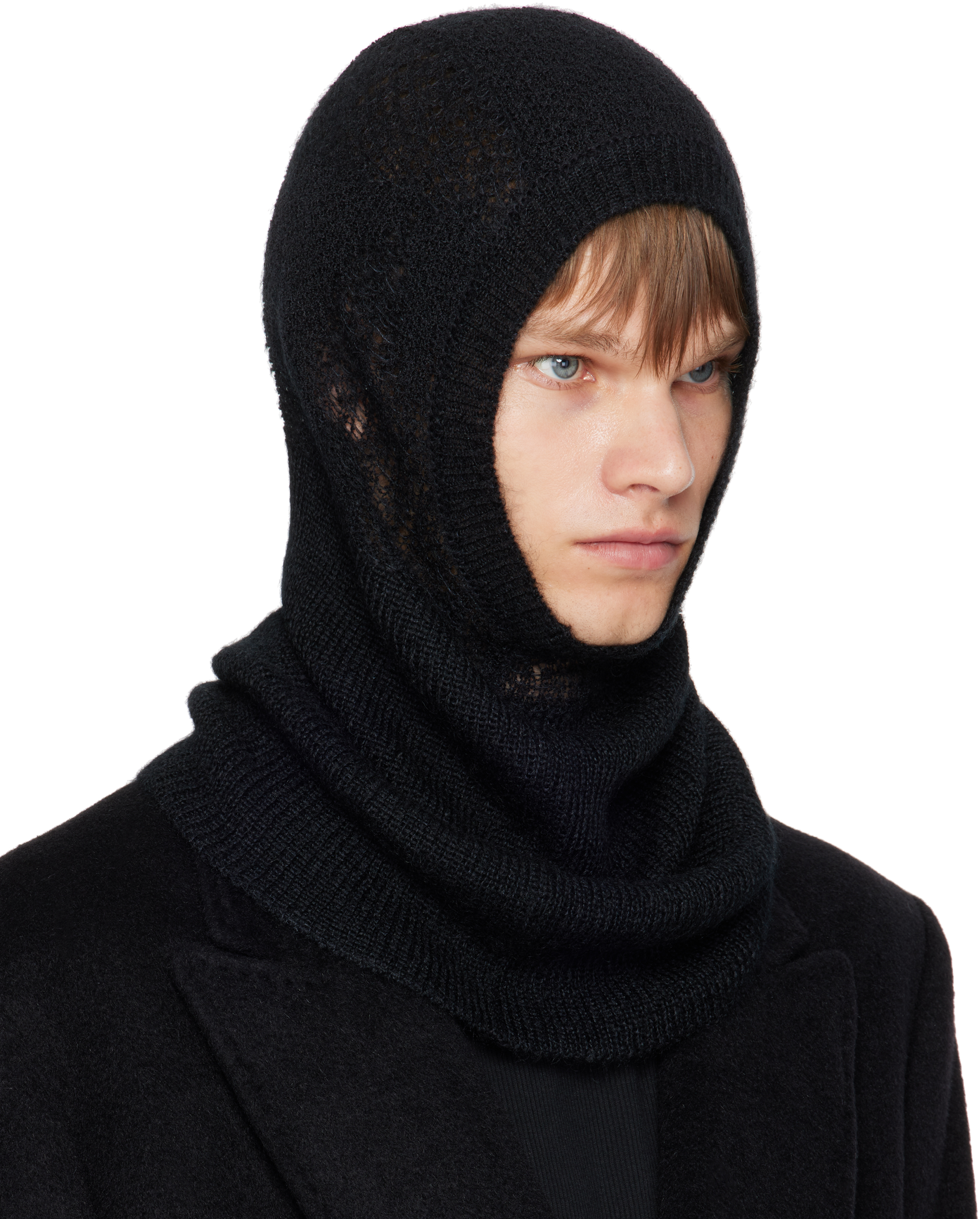 Ann Demeulemeester Black Vali Balaclava In Blue