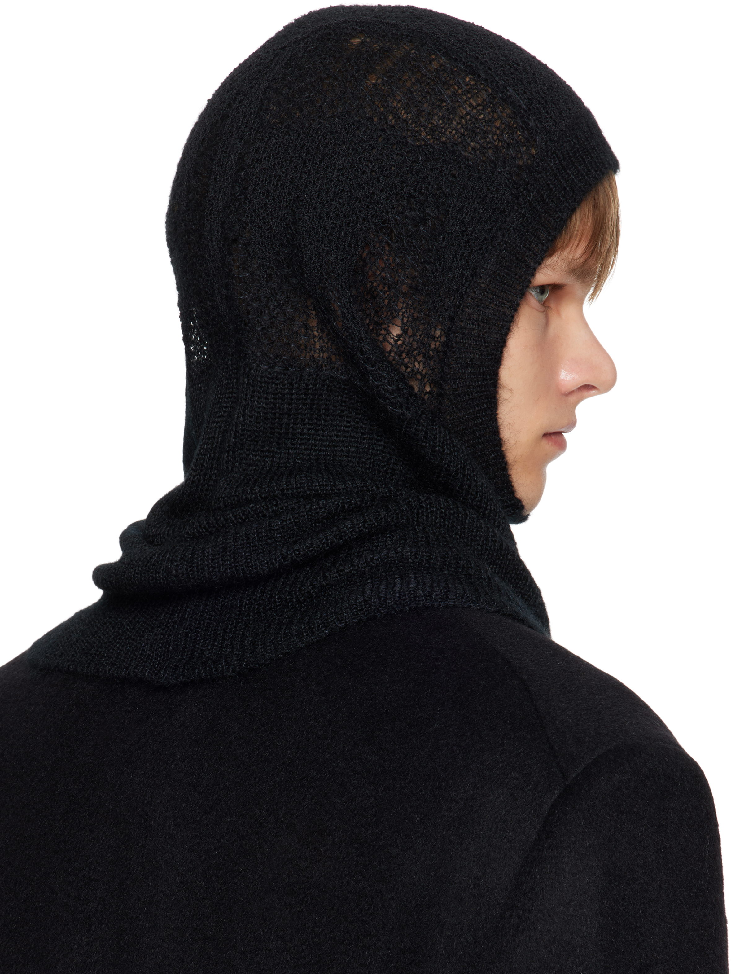Ann Demeulemeester Black Vali Balaclava In Blue