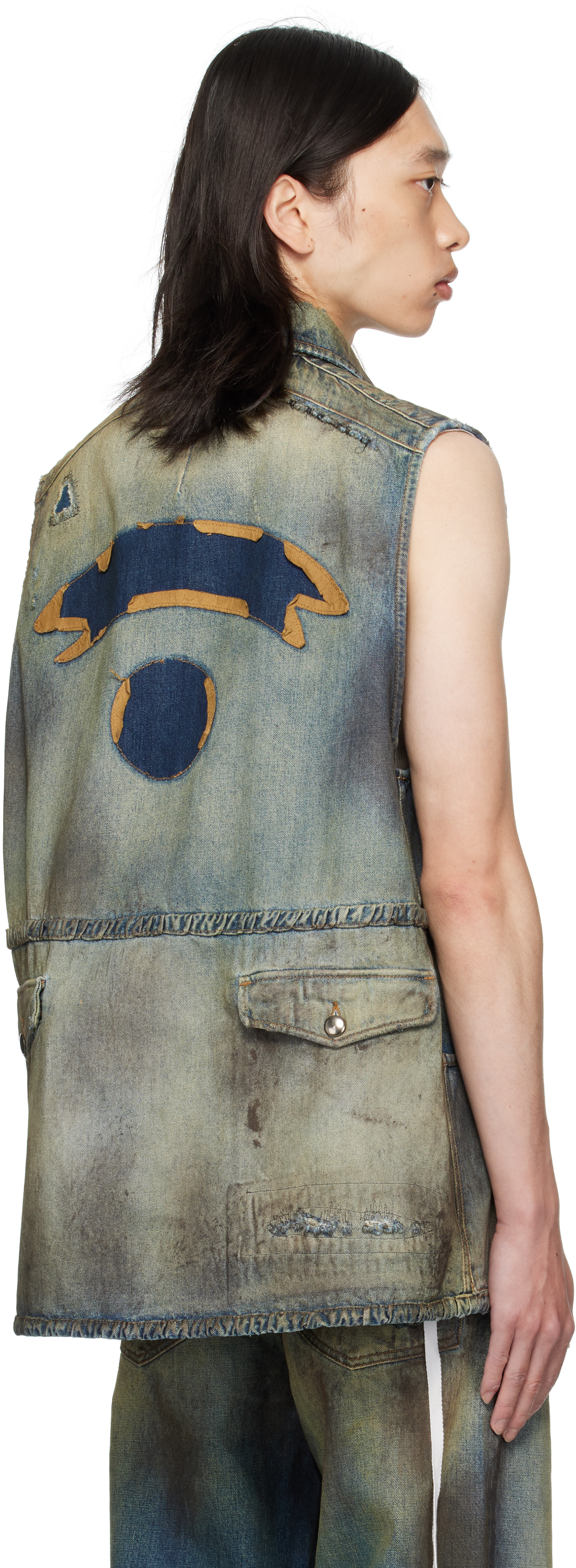 Ann Demeulemeester Blue Maks Sleeveless Denim Field Jacket In Blue