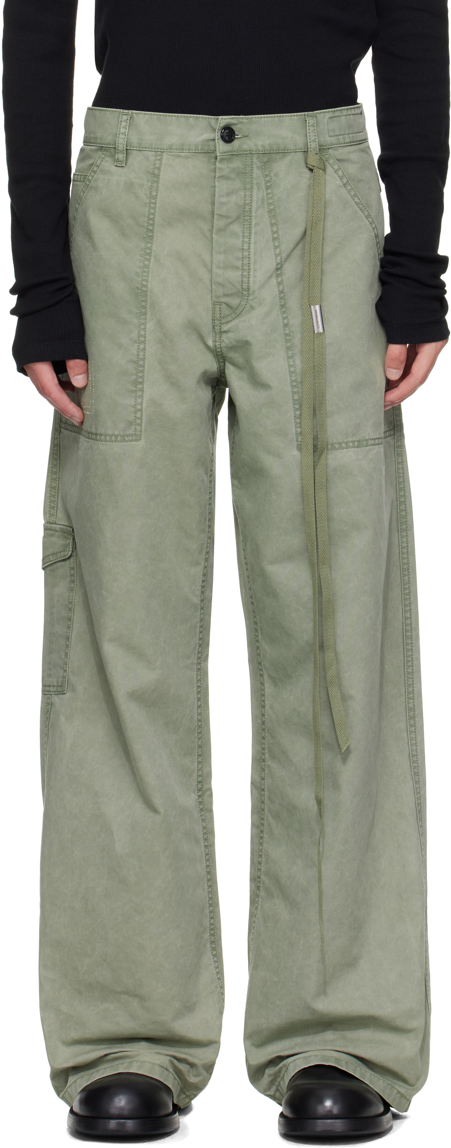 Ann Demeulemeester Green Monder Workwear Comfort Cargo Pants In Green