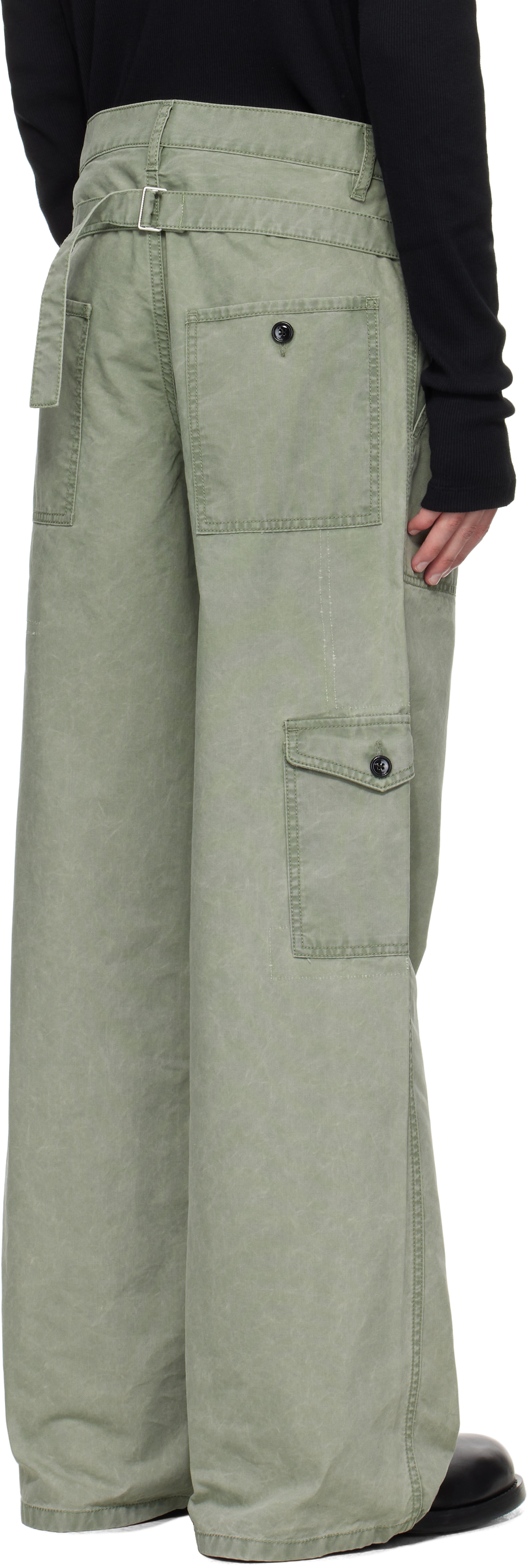 Ann Demeulemeester Green Monder Workwear Comfort Cargo Pants In Green