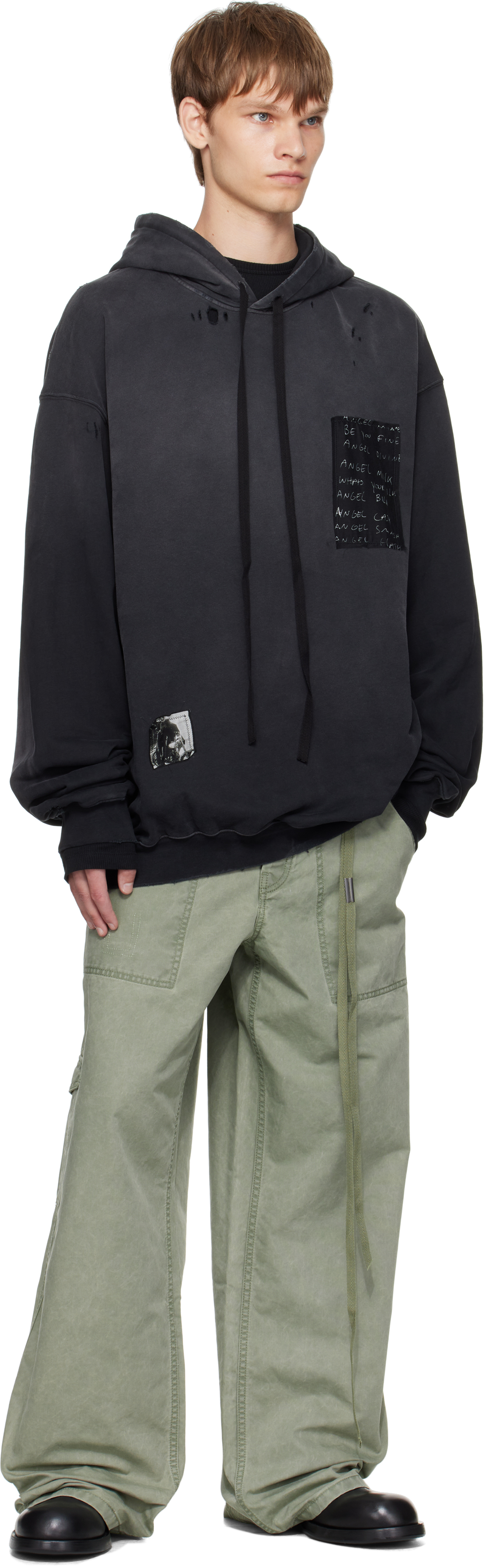 Ann Demeulemeester Green Monder Workwear Comfort Cargo Pants In Green