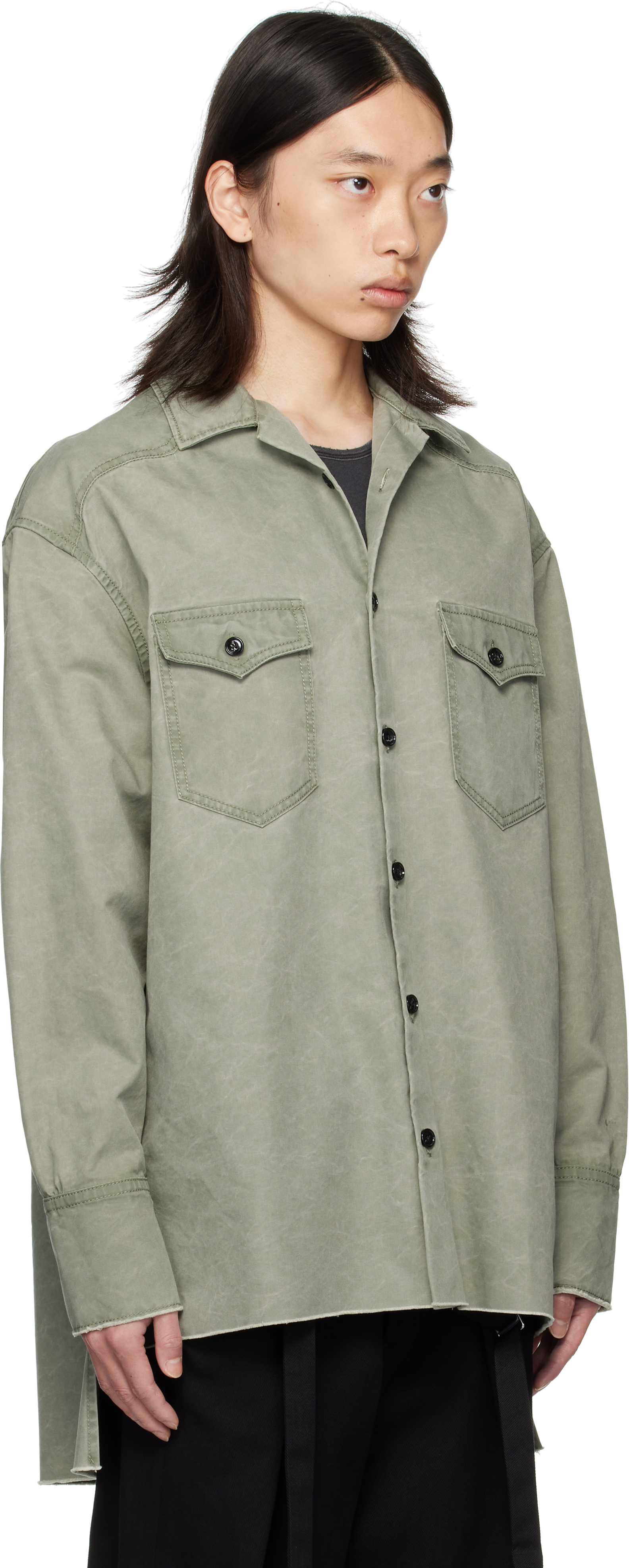 Ann Demeulemeester Antoine High Comfort Long Shirt In Green