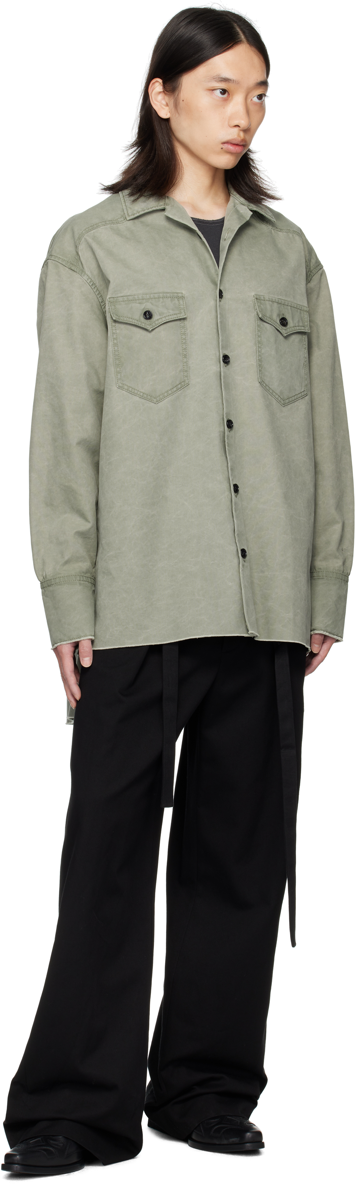 Ann Demeulemeester Antoine High Comfort Long Shirt In Green