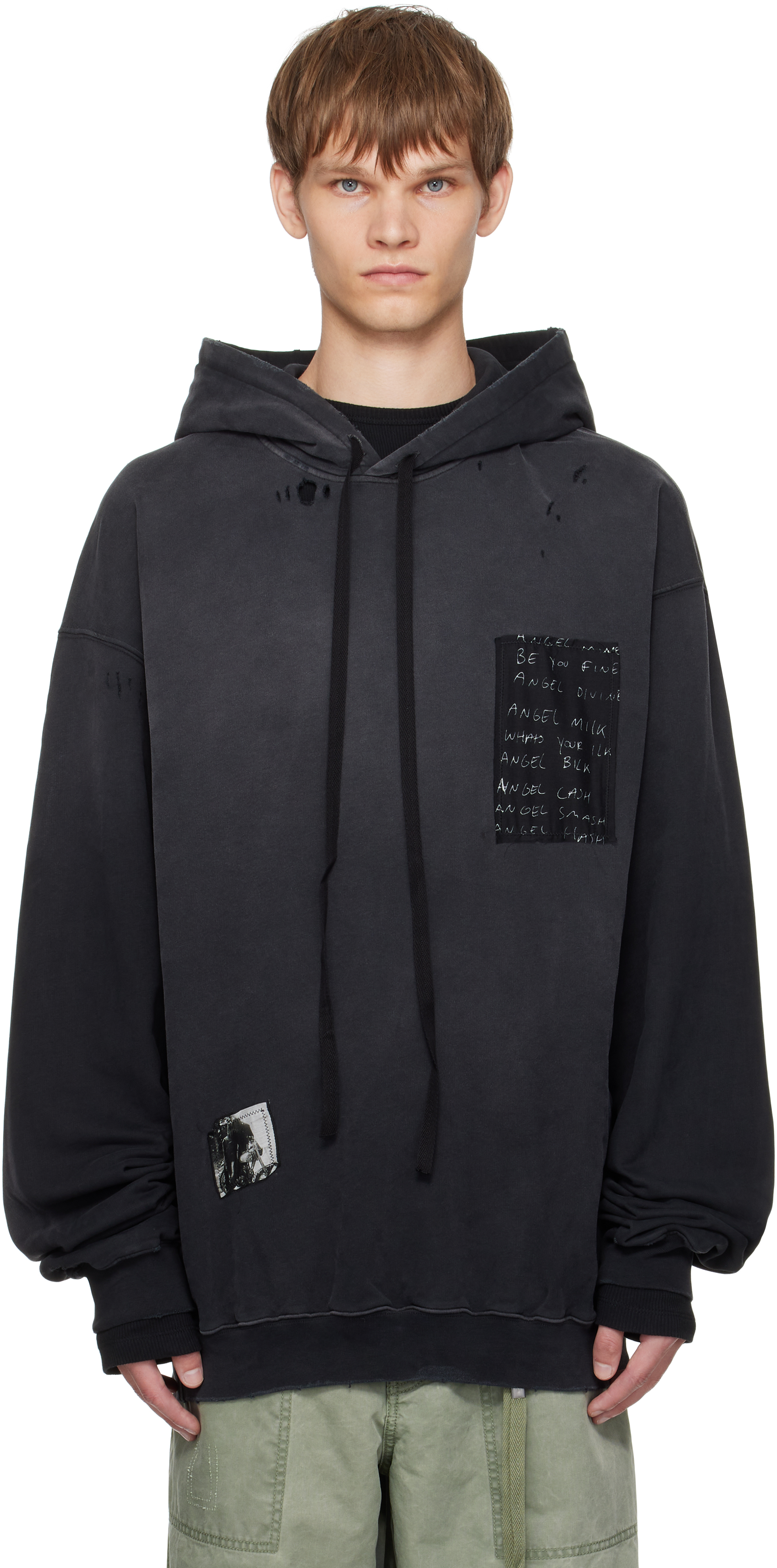 トップス ANN DEMEULEMEESTER hoodie design top Ann Demeulemeester Cotton Drawstring Hoodie | Black | FARFETCH