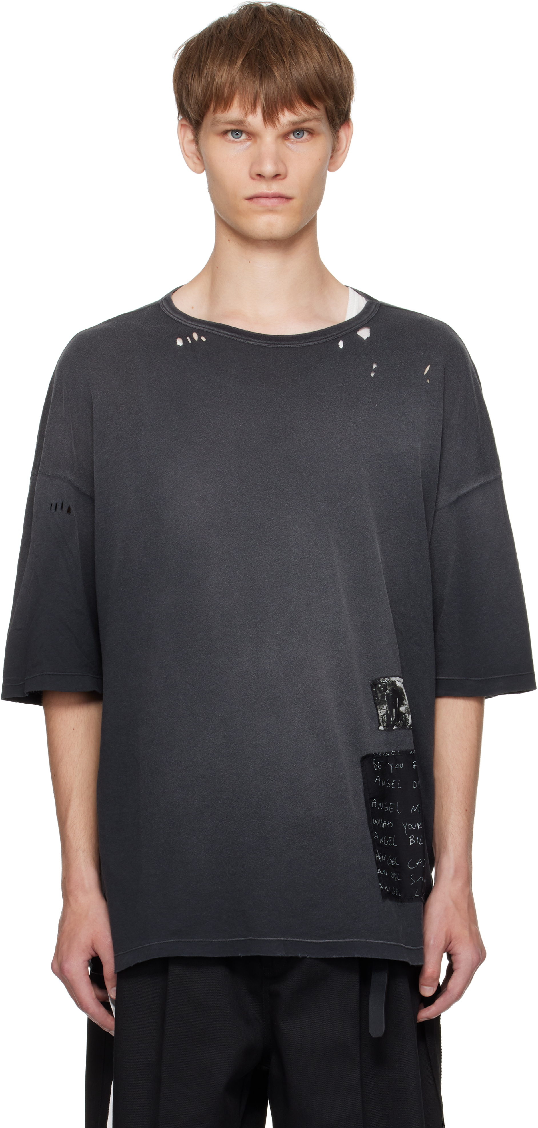 Ann Demeulemeester: ブラック Dieter High-Comfort Tシャツ