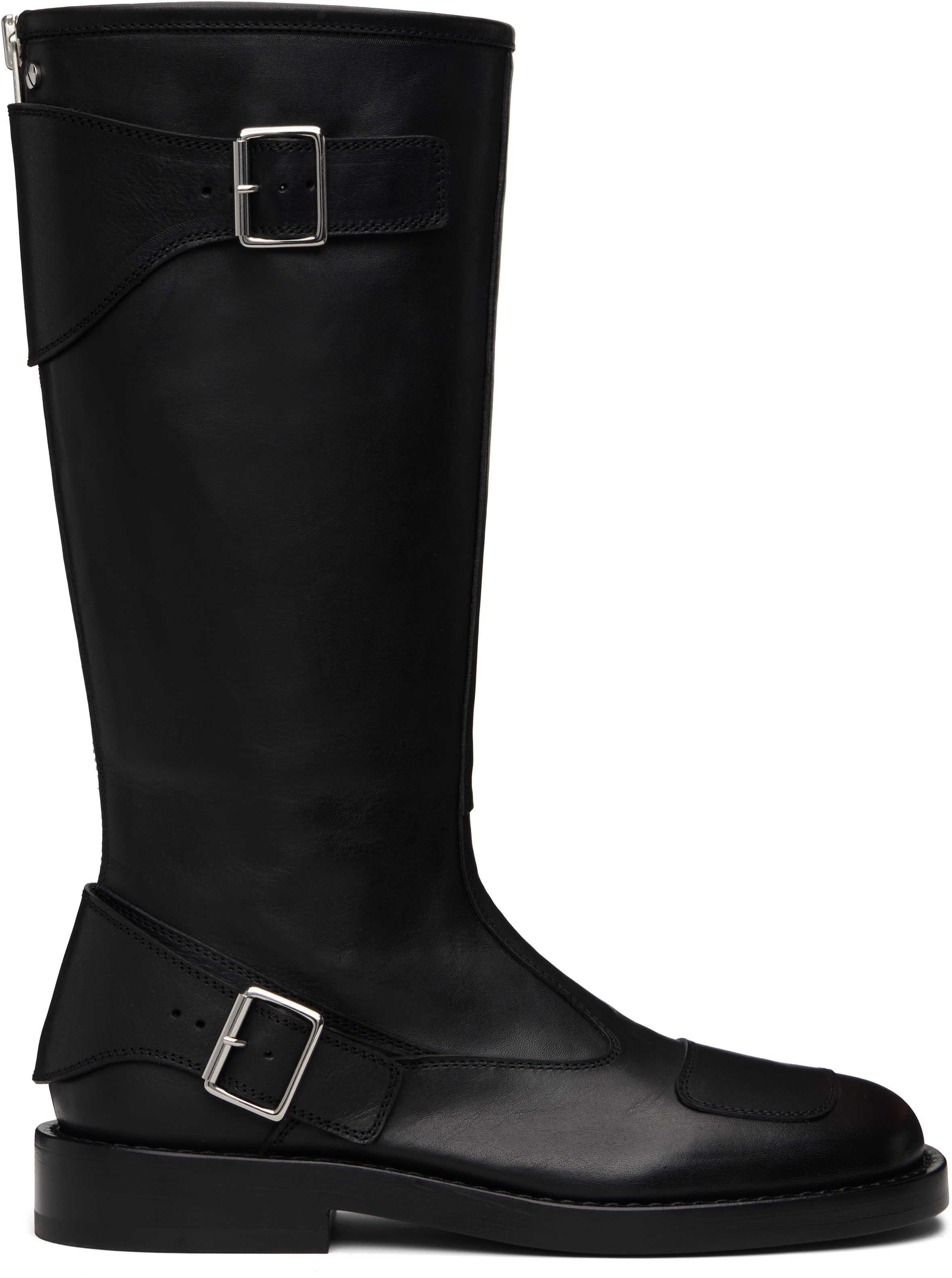Ann Demeulemeester: Black Balo High Biker Boots | SSENSE