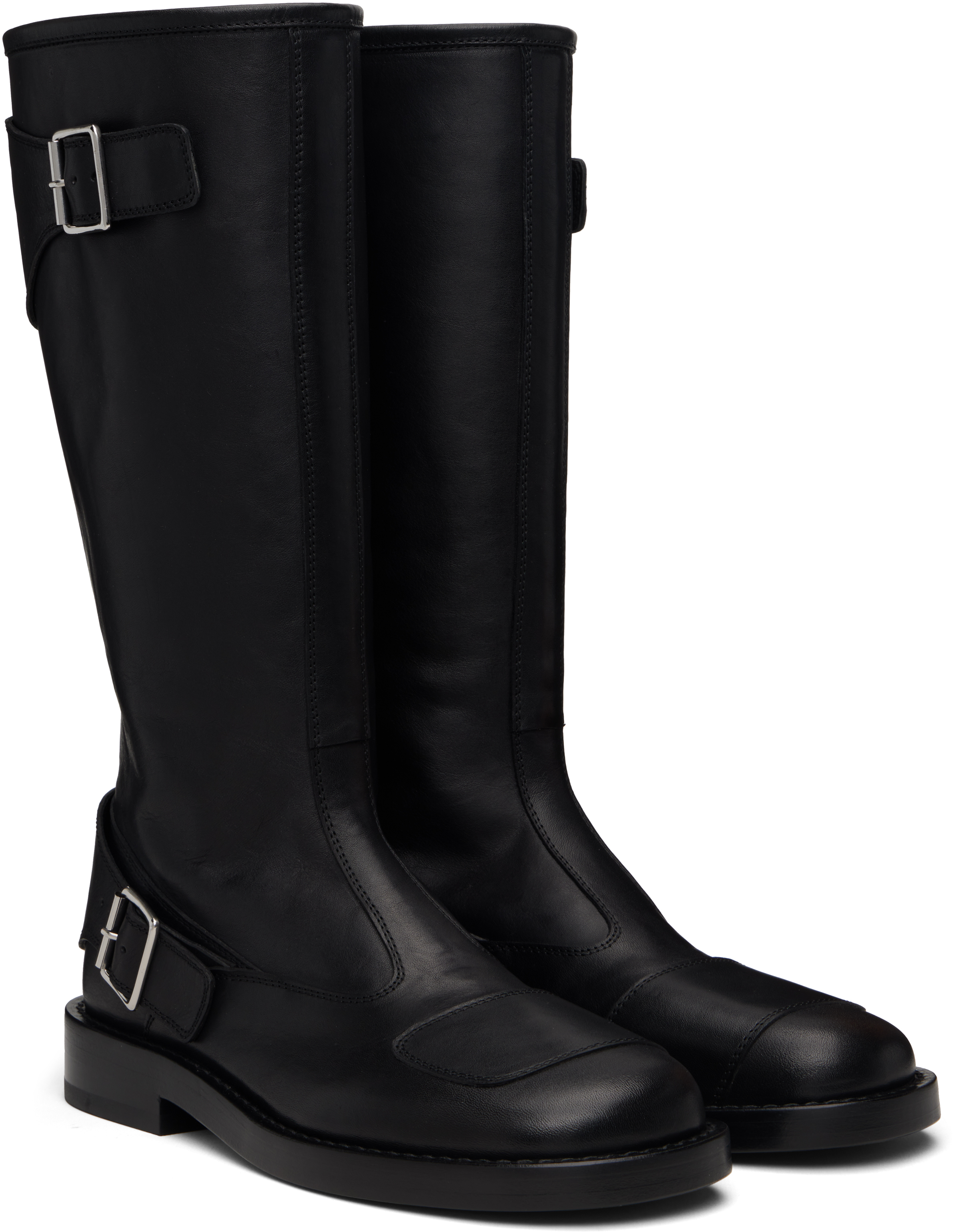 Ann Demeulemeester Black Balo High Biker Boots In Black