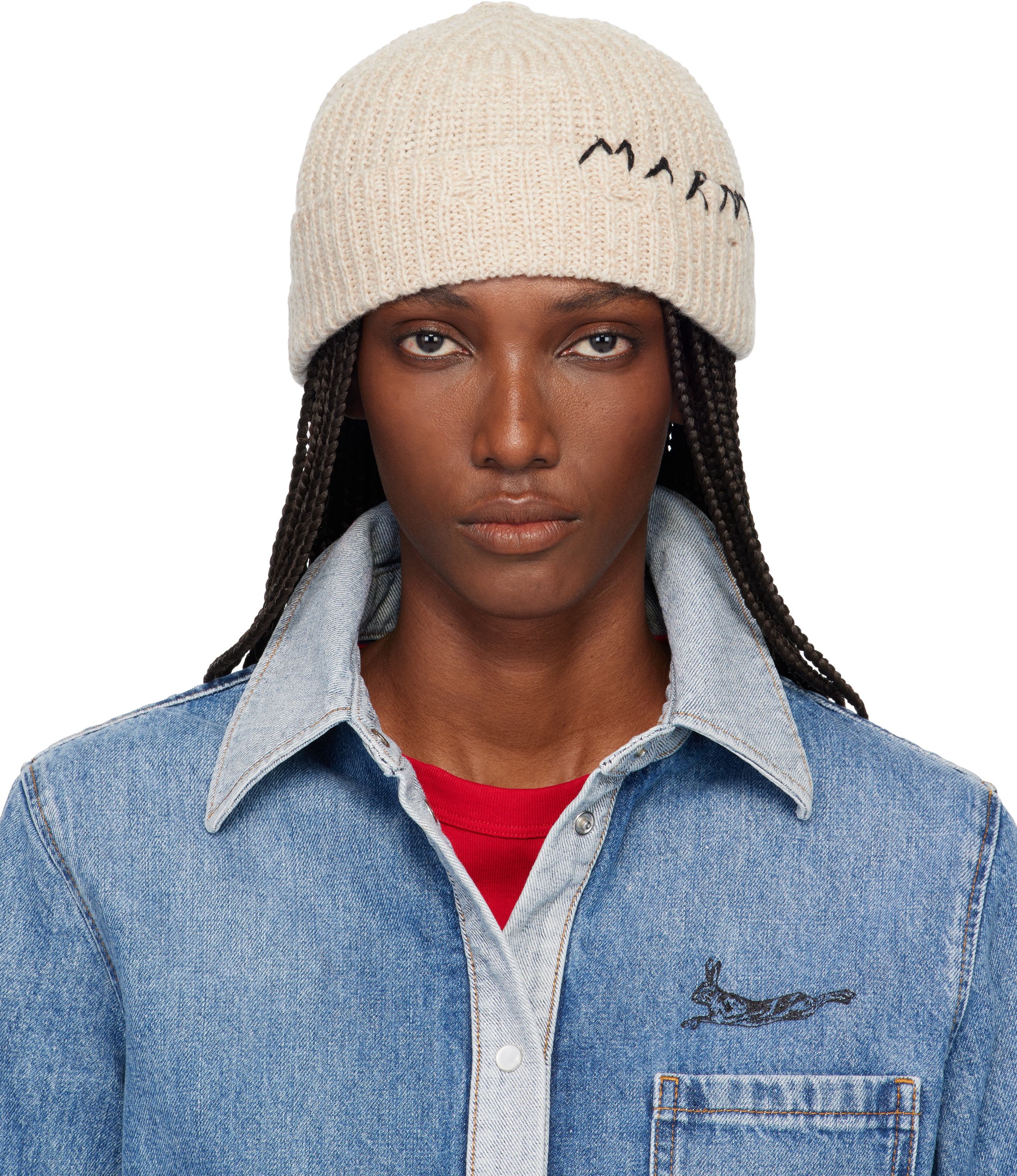 Marni Beige Wool Beanie