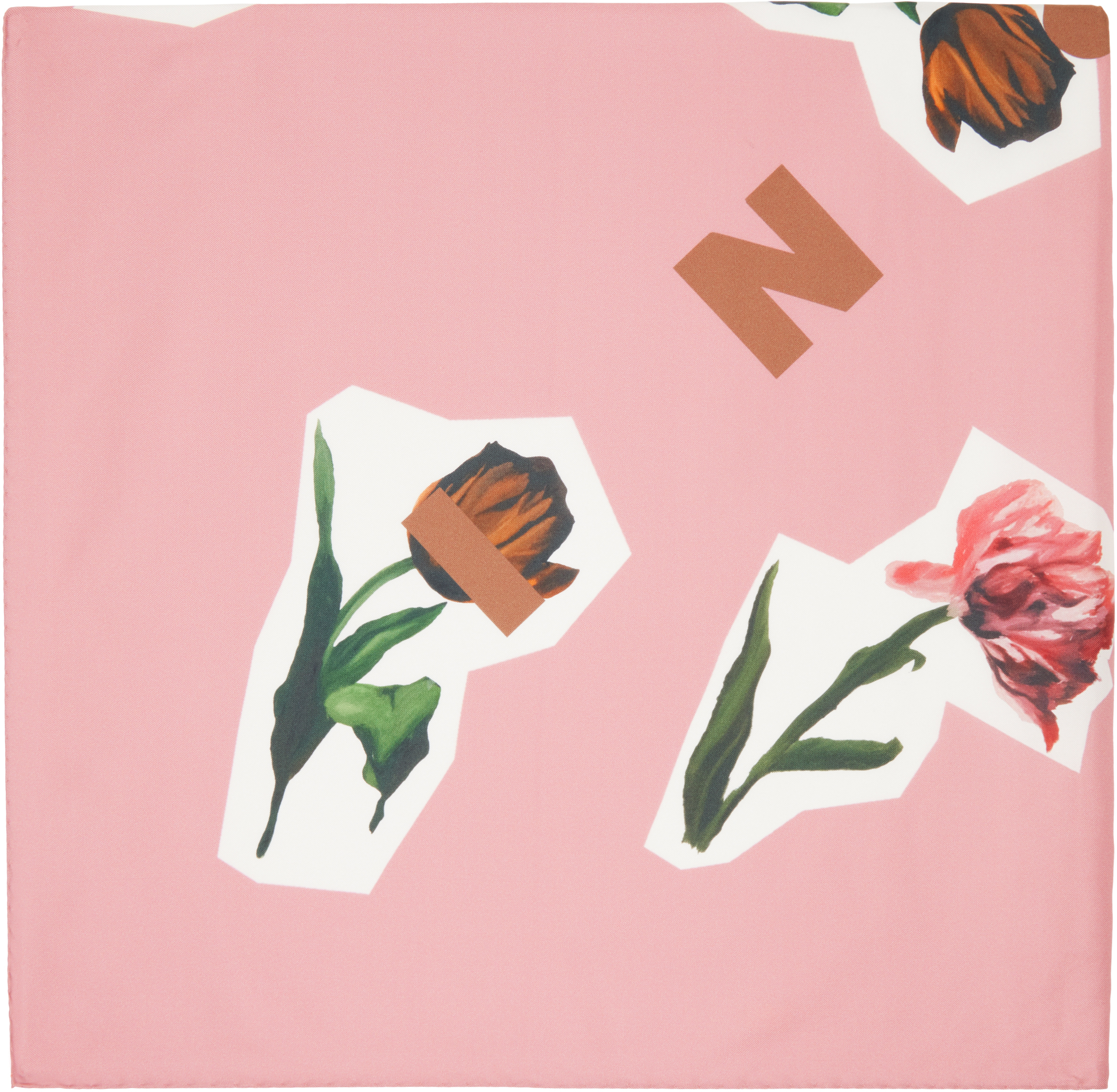 Marni Pink Artists' Capsule Silk Flower Collage Scarf