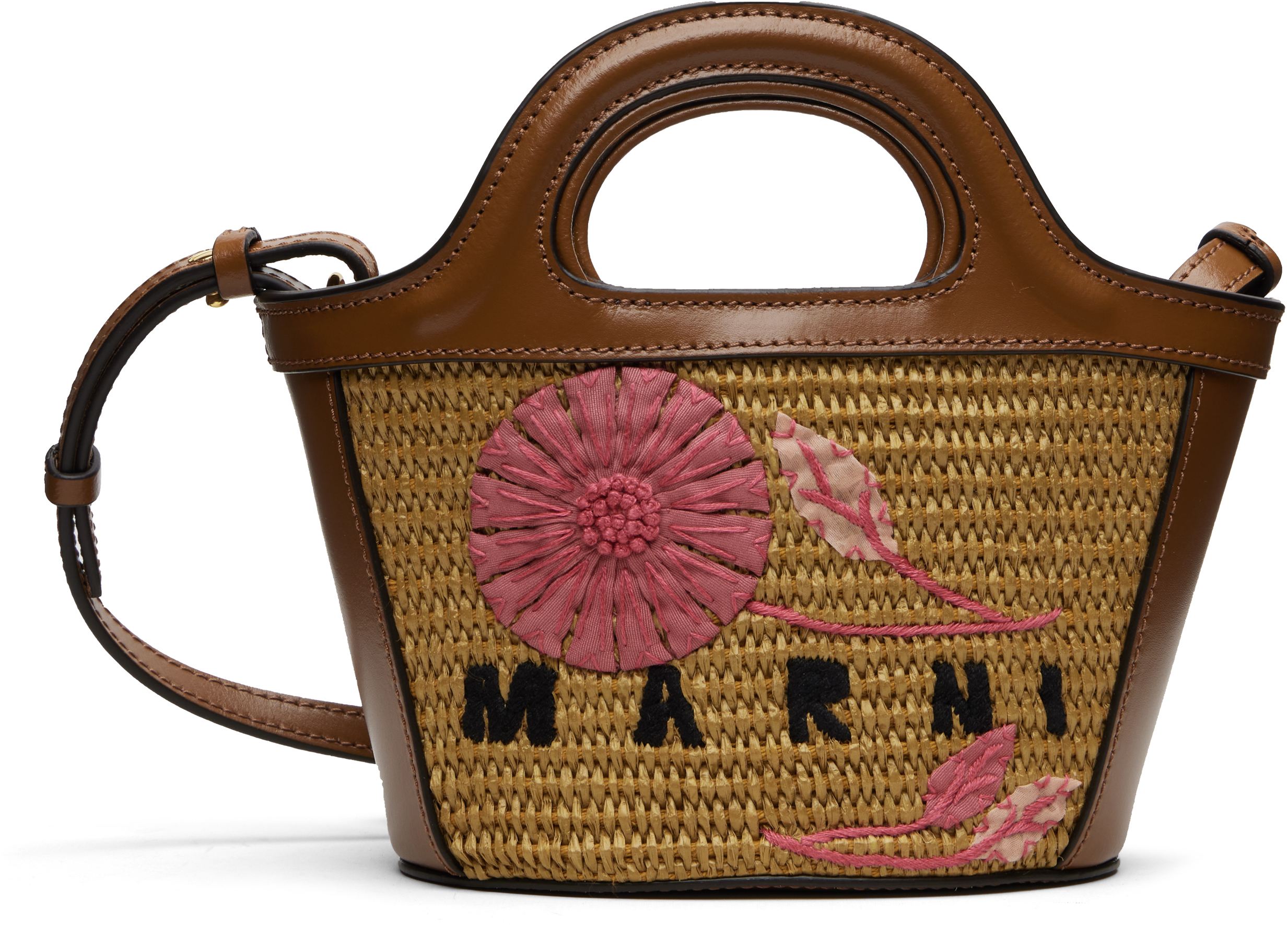 Marni: Brown & Beige Tropicalia Micro Tote | SSENSE