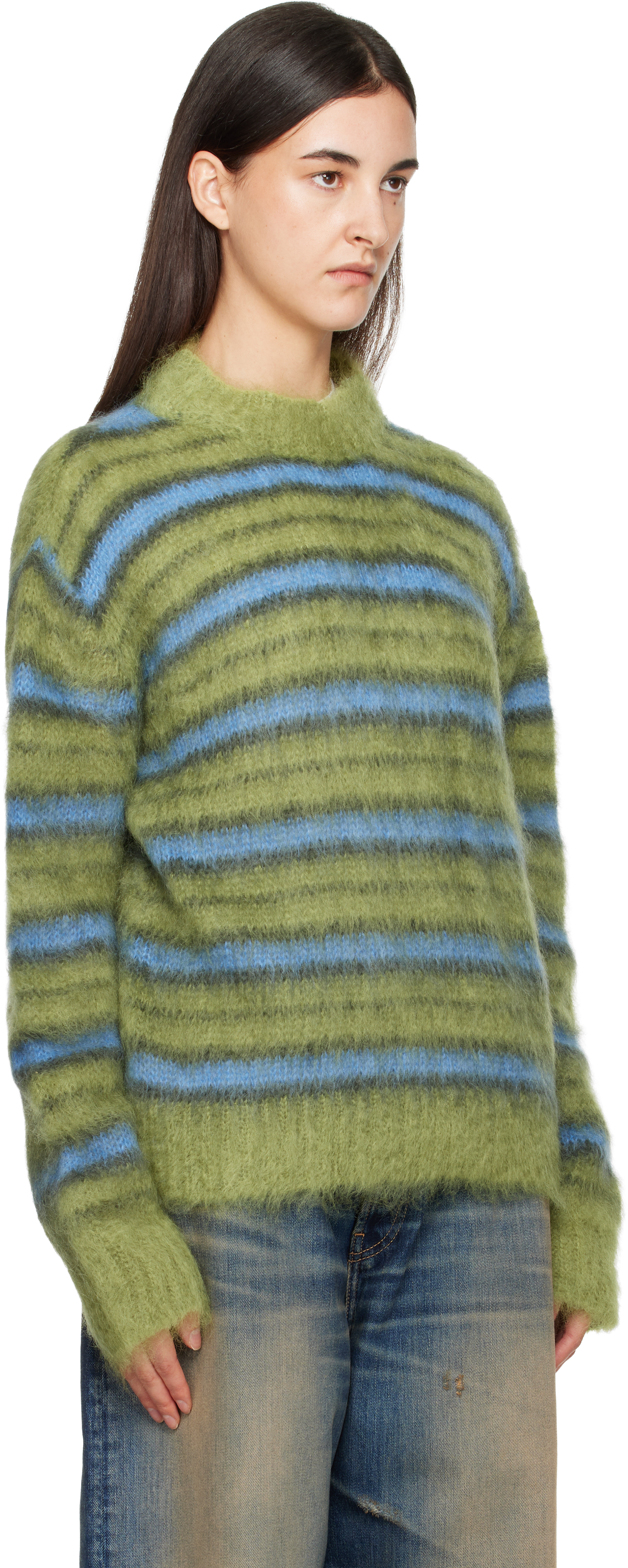 Marni Green & Blue Striped Mohair Sweater