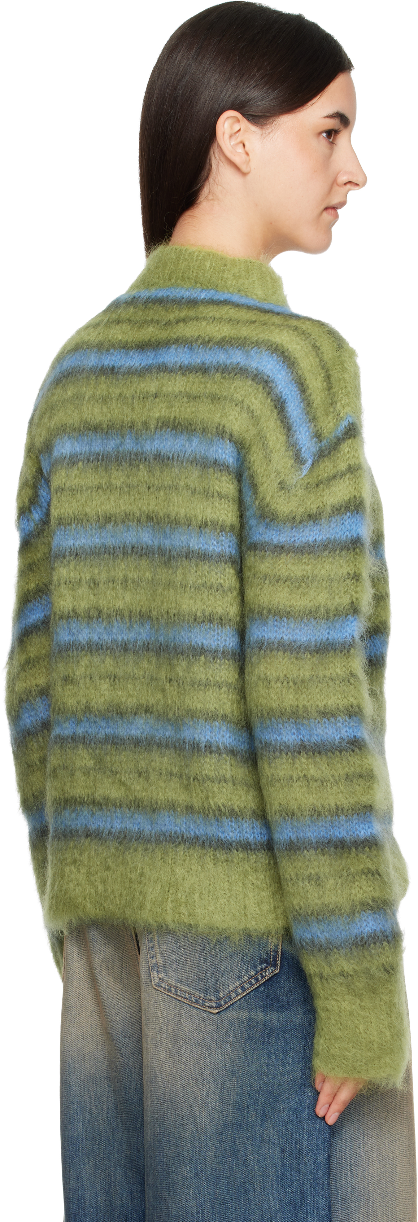 Marni Green & Blue Striped Mohair Sweater