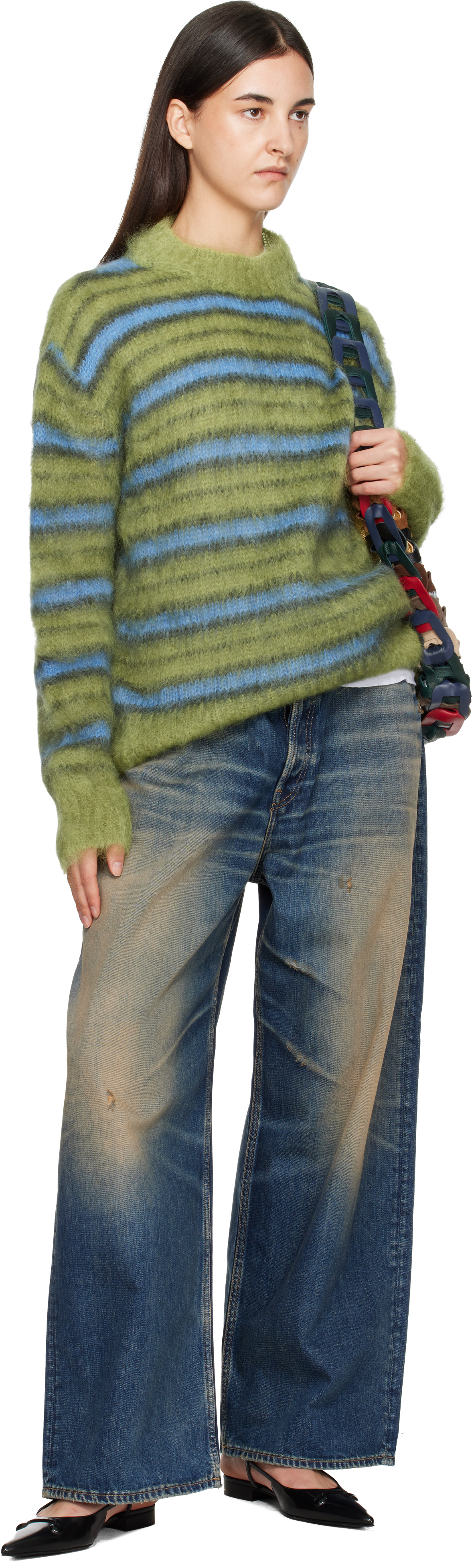 Marni Green & Blue Striped Mohair Sweater