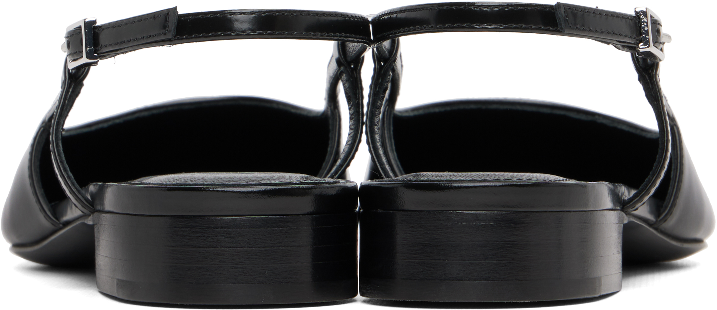 Marni Black Leather Trunkaroo Pointed Toe Slingback Ballerina Flats In Black