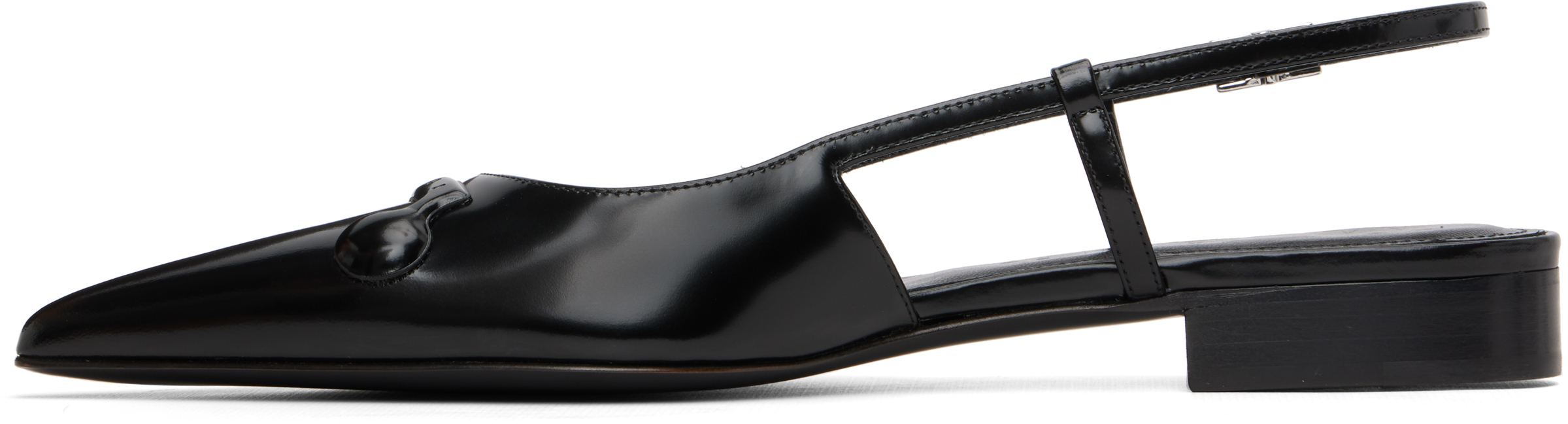 Marni Black Leather Trunkaroo Pointed Toe Slingback Ballerina Flats In Black
