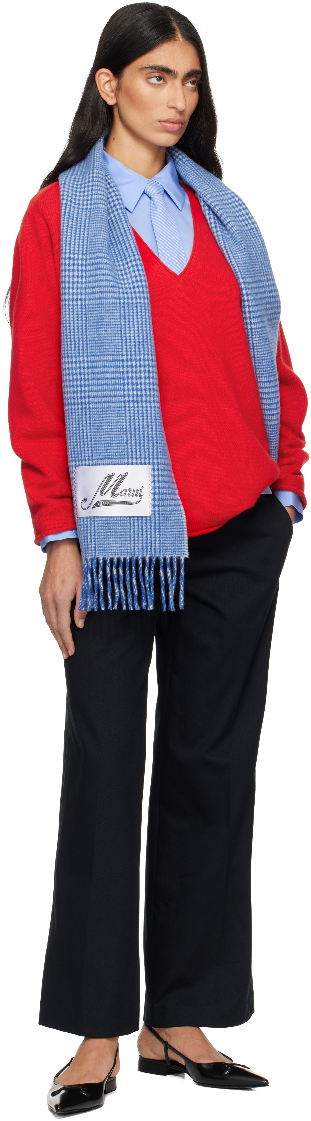 Marni Black Leather Trunkaroo Pointed Toe Slingback Ballerina Flats In Black