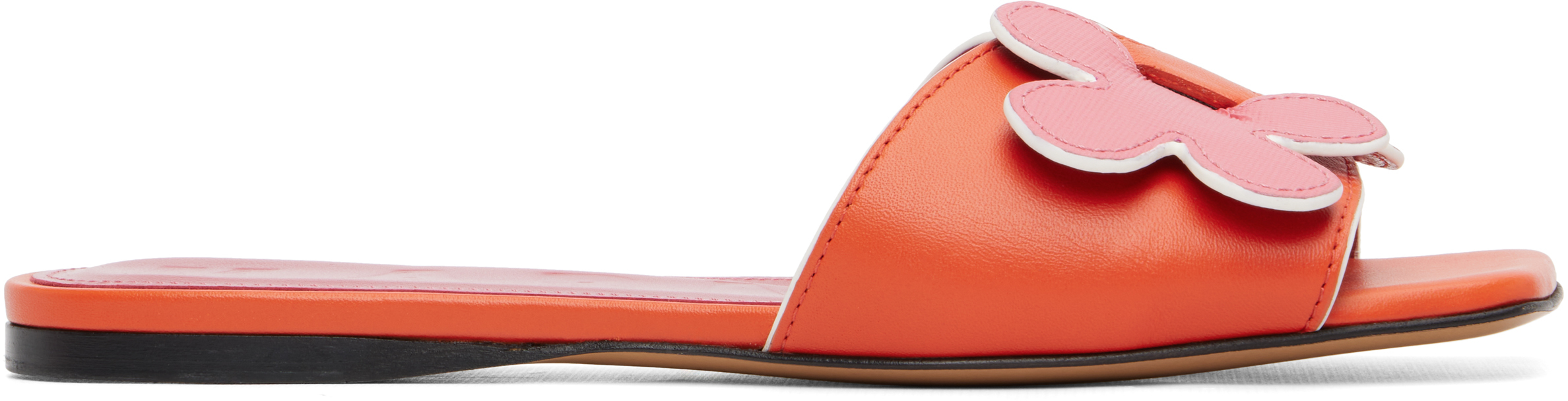 Marni: Pink & Orange Leather Daisy Sandals | SSENSE Canada
