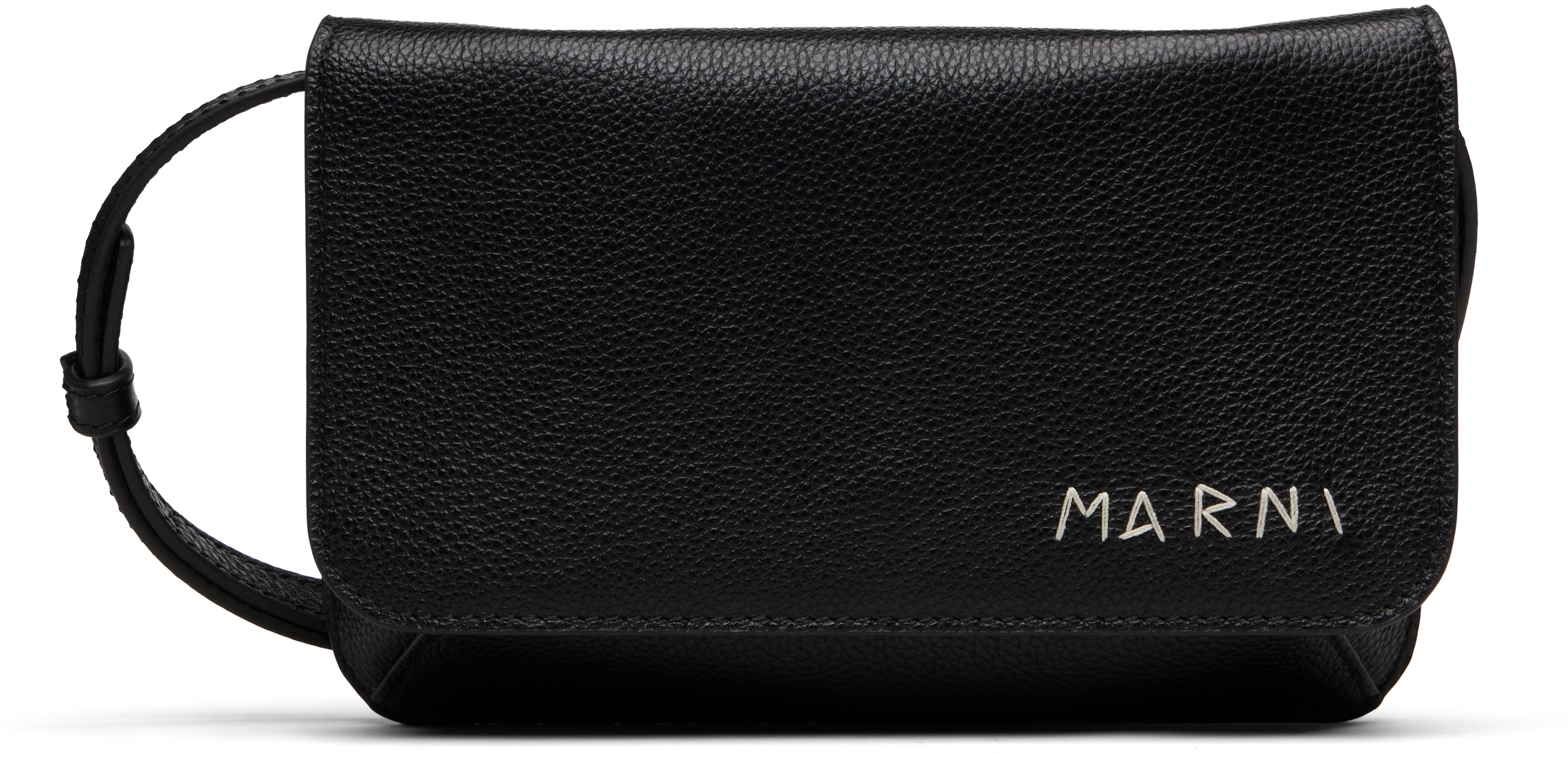 Marni Black ' Mending' Embroidery Shoulder Bag