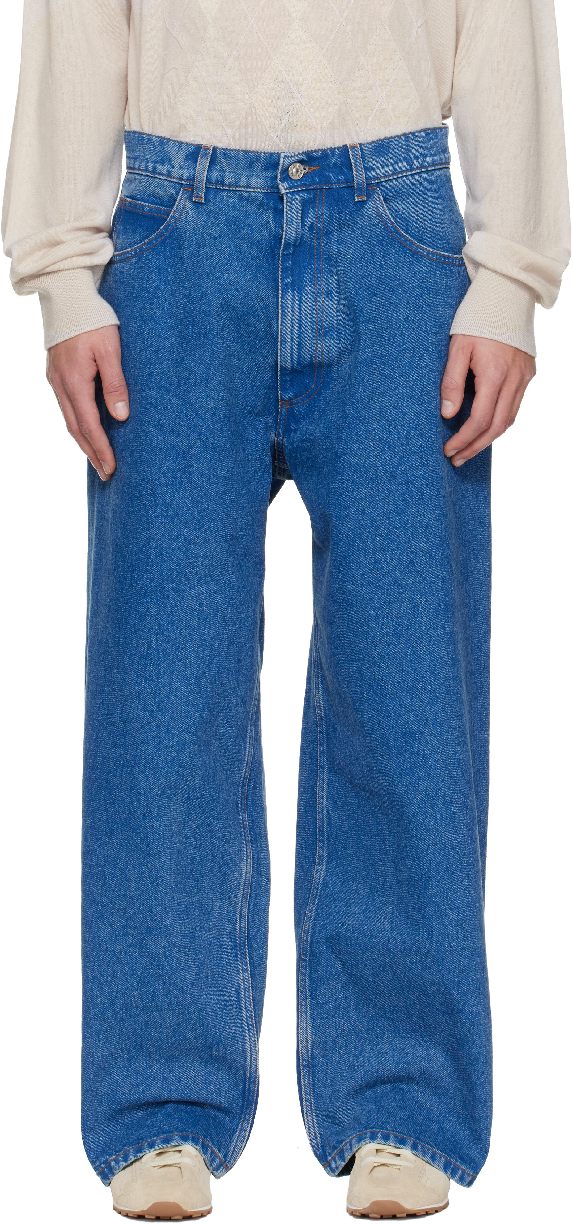 Marni Blue Bleached Coated Jeans