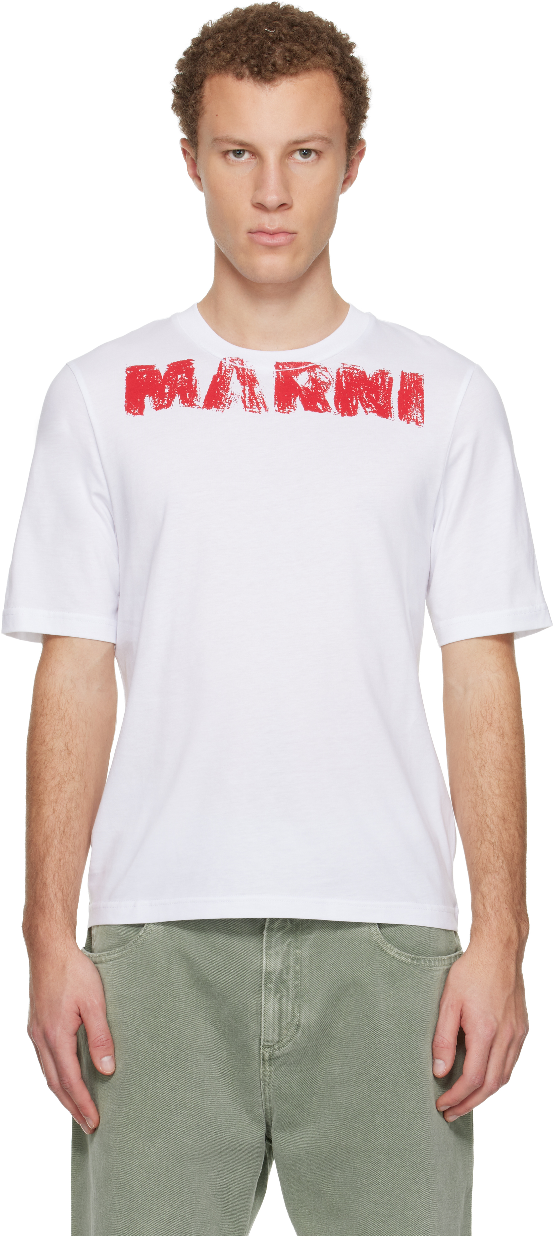 Marni Cotton T-shirt With Maxi Print In White