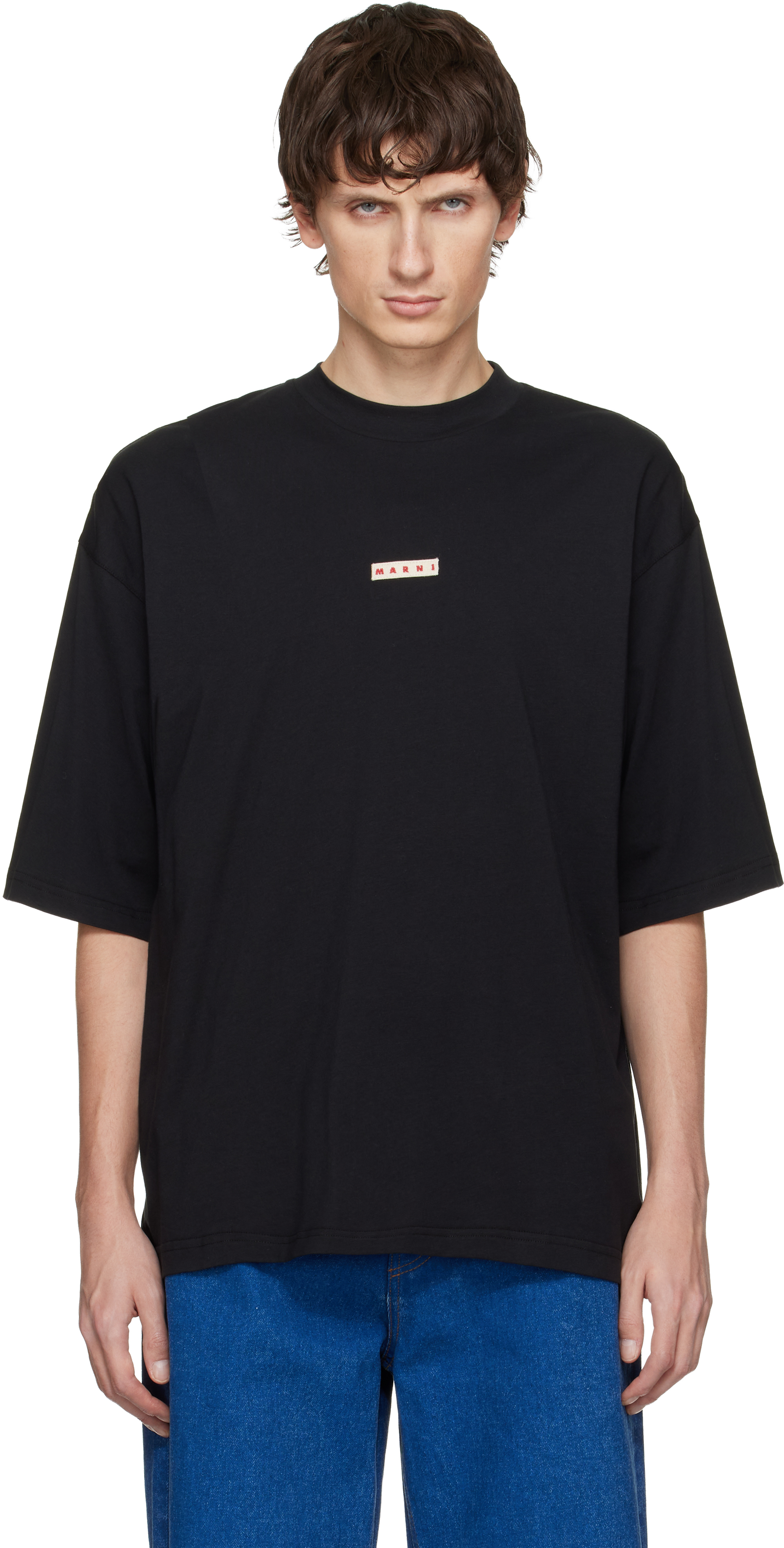 Marni Cotton T Shirt With Logo Print In Black