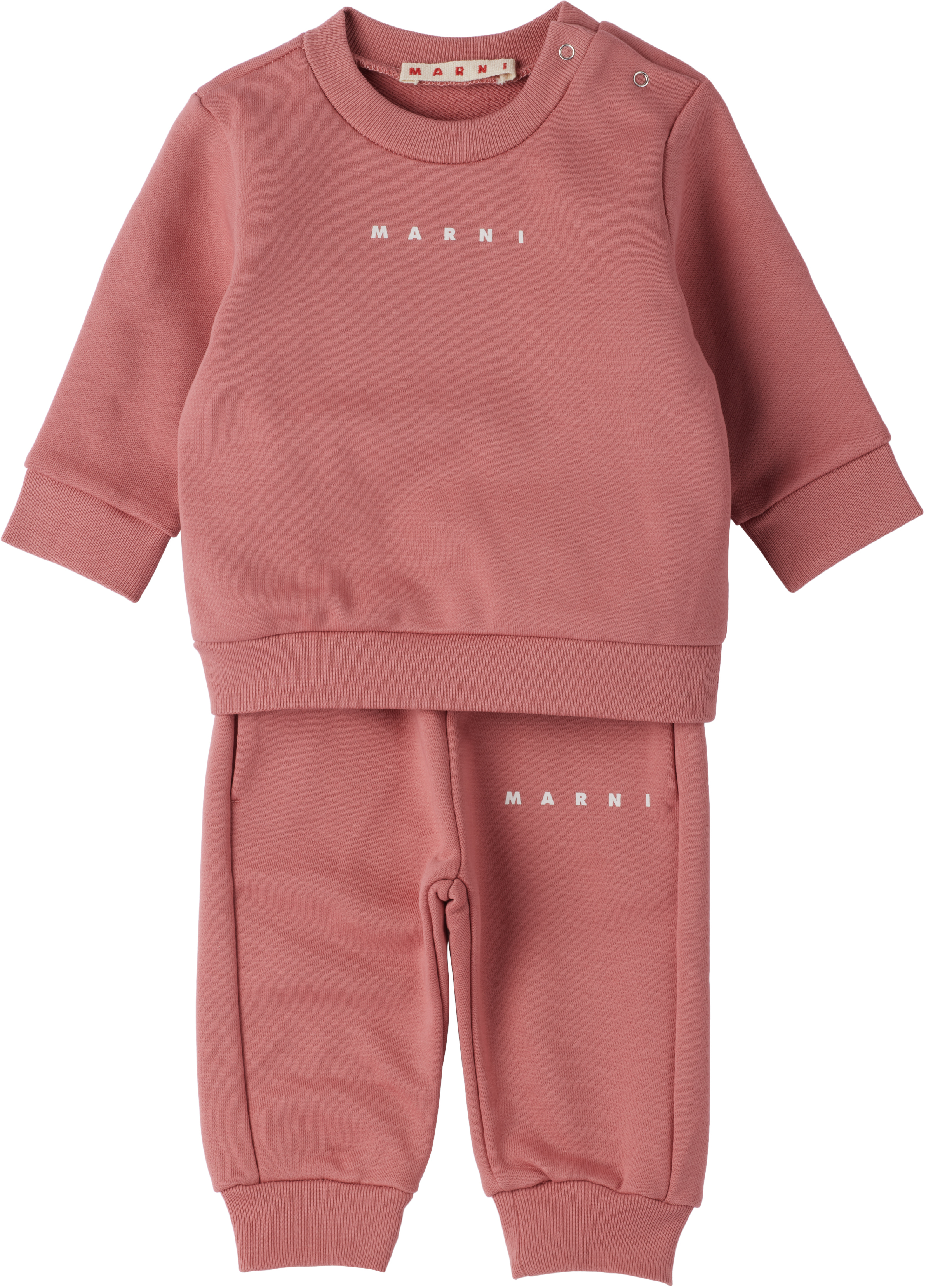 Baby Pink Cotton Sweatsuit by Marni | SSENSE