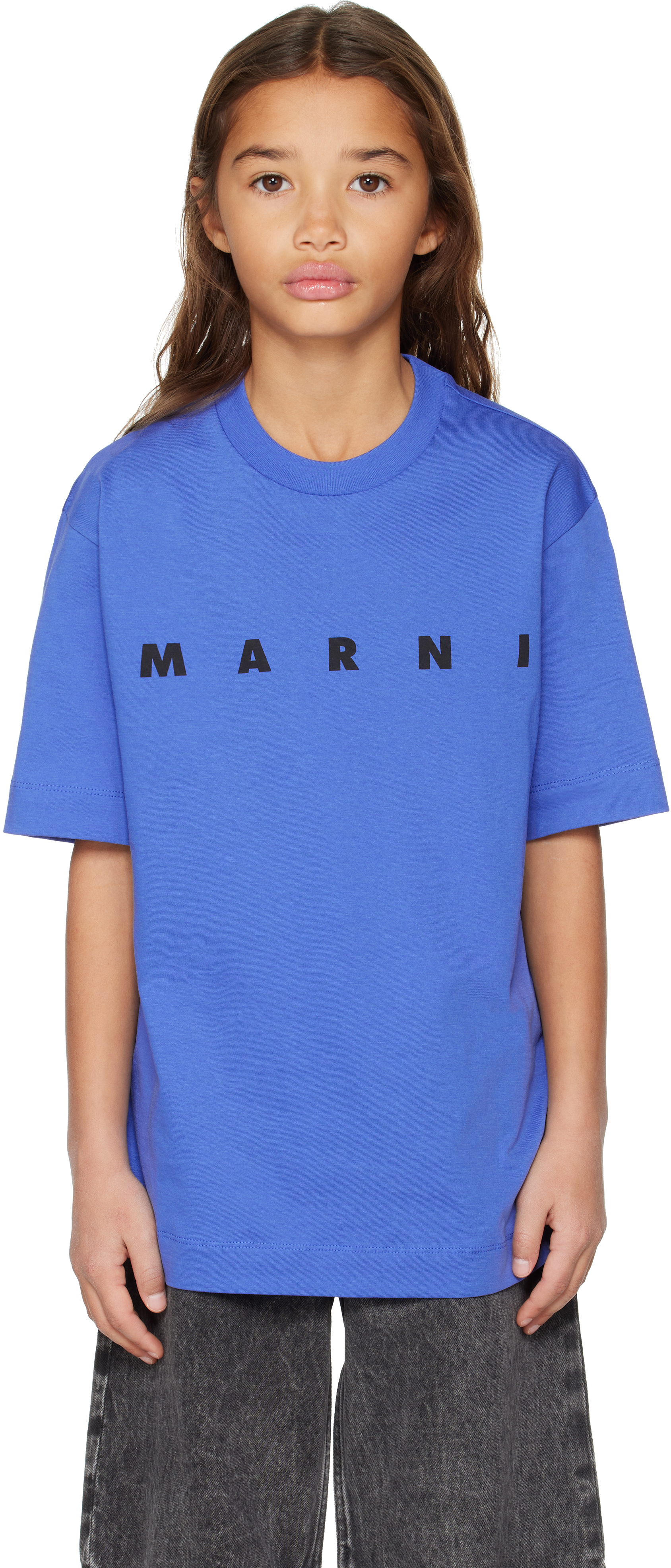Kids Blue Cotton Logo T-shirt by Marni | SSENSE