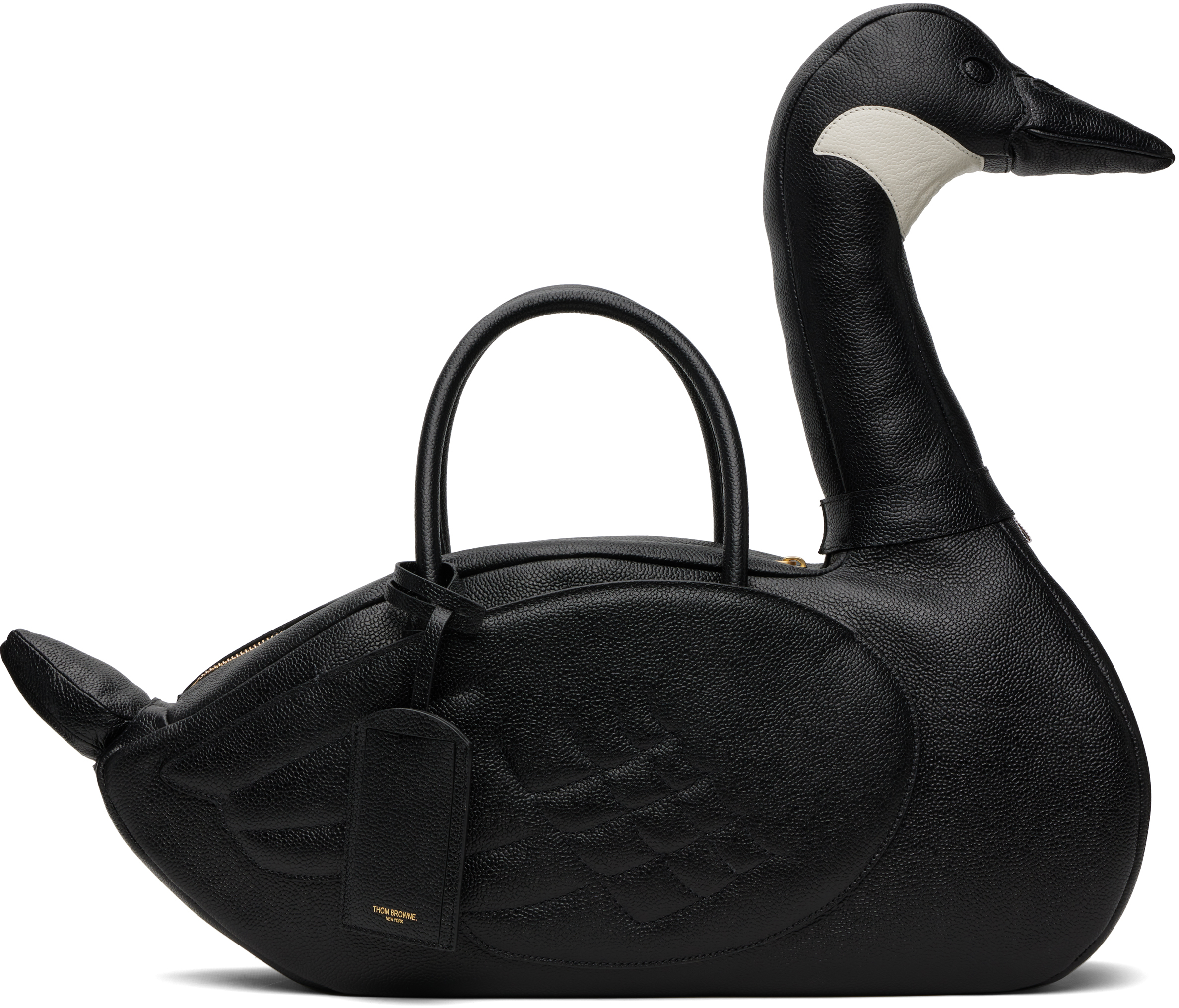 Thom Browne Black Pebble Grain Goose Bag In Black