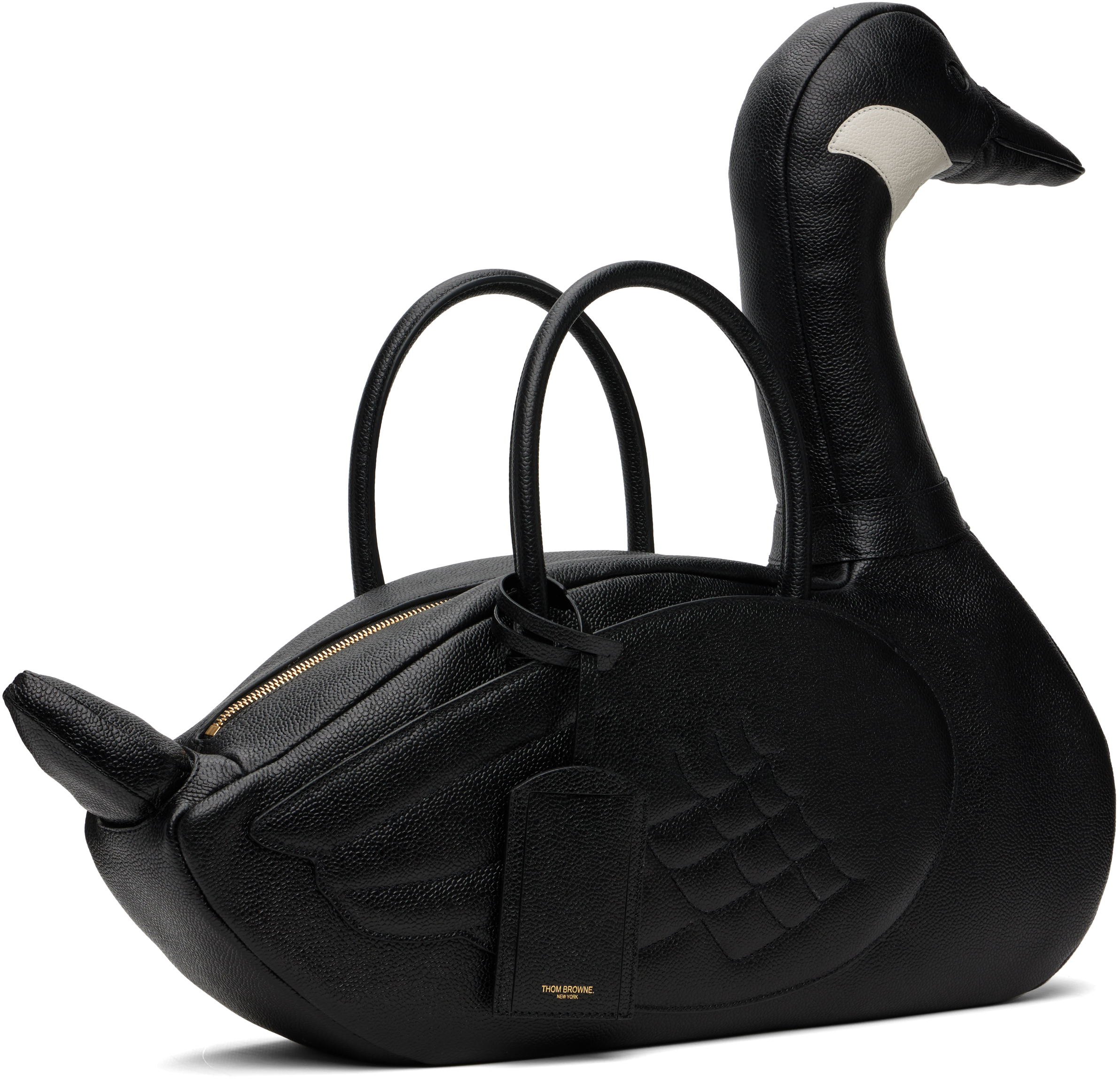 Thom Browne Black Pebble Grain Goose Bag In Black