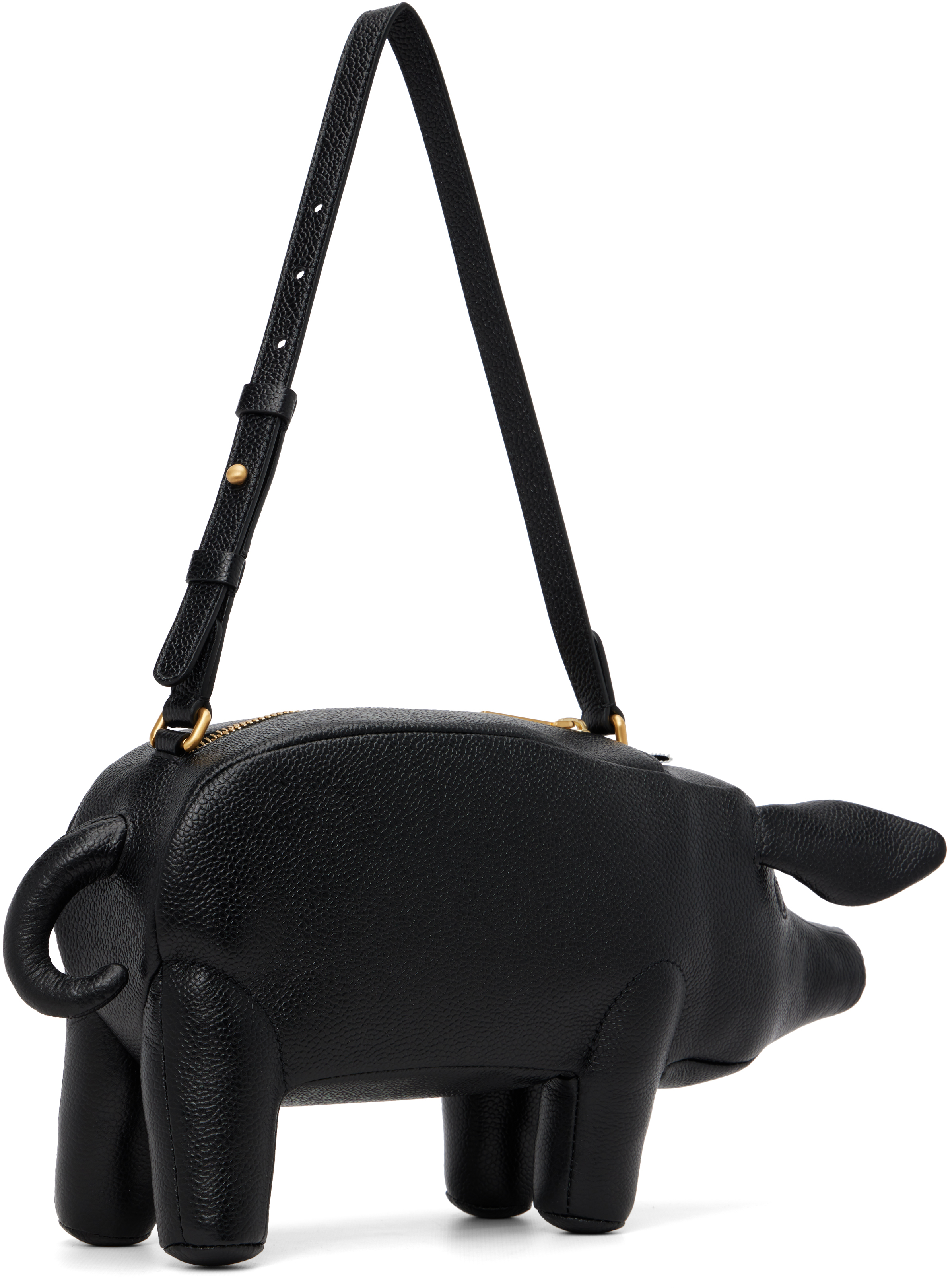 Thom Browne Black Pig Baguette Bag In Black