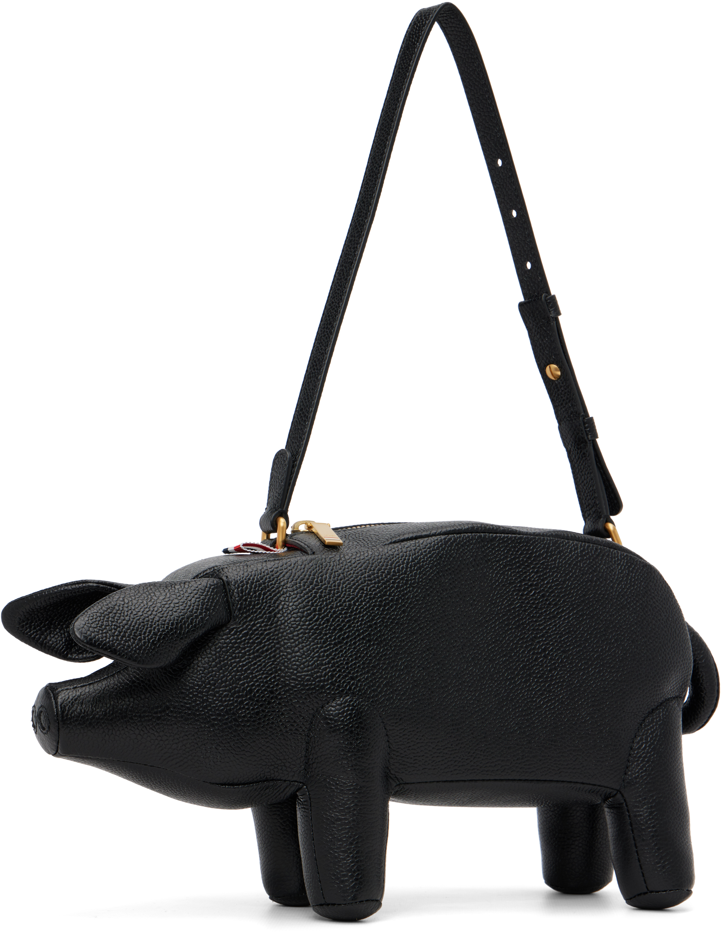 Thom Browne Black Pig Baguette Bag In Black