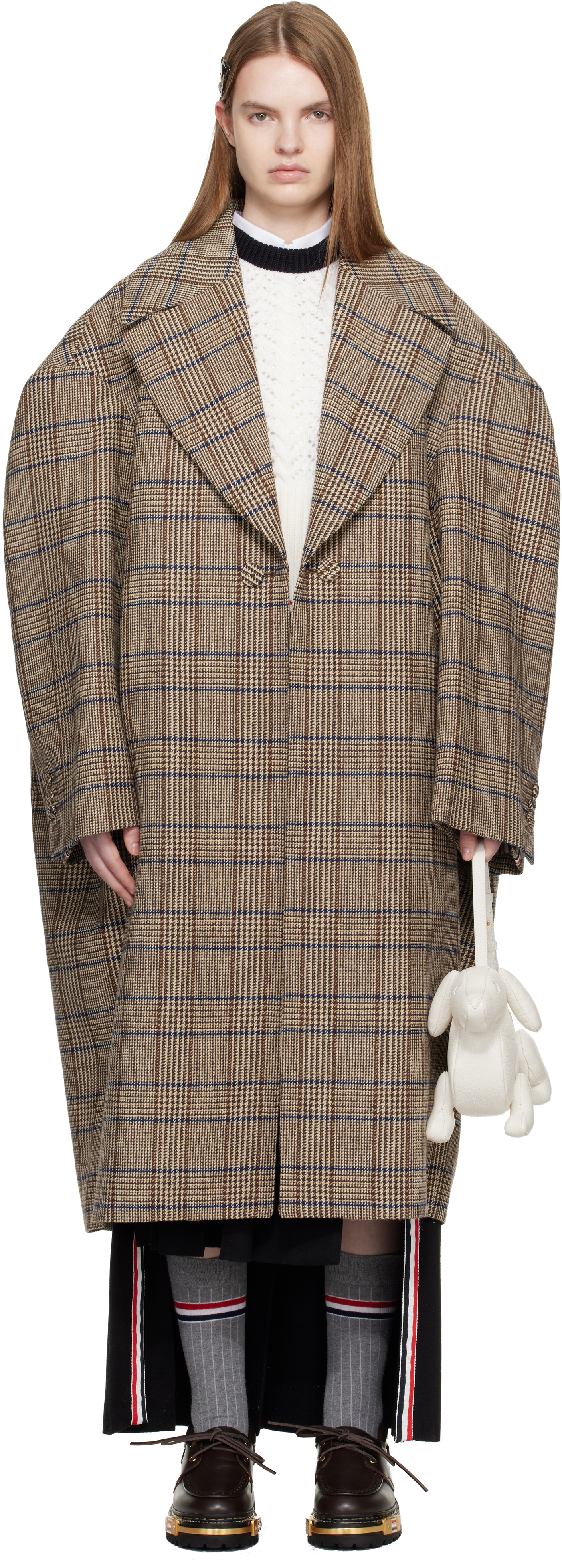 Thom Browne Brown Hunting Tweed Cocoon Coat
