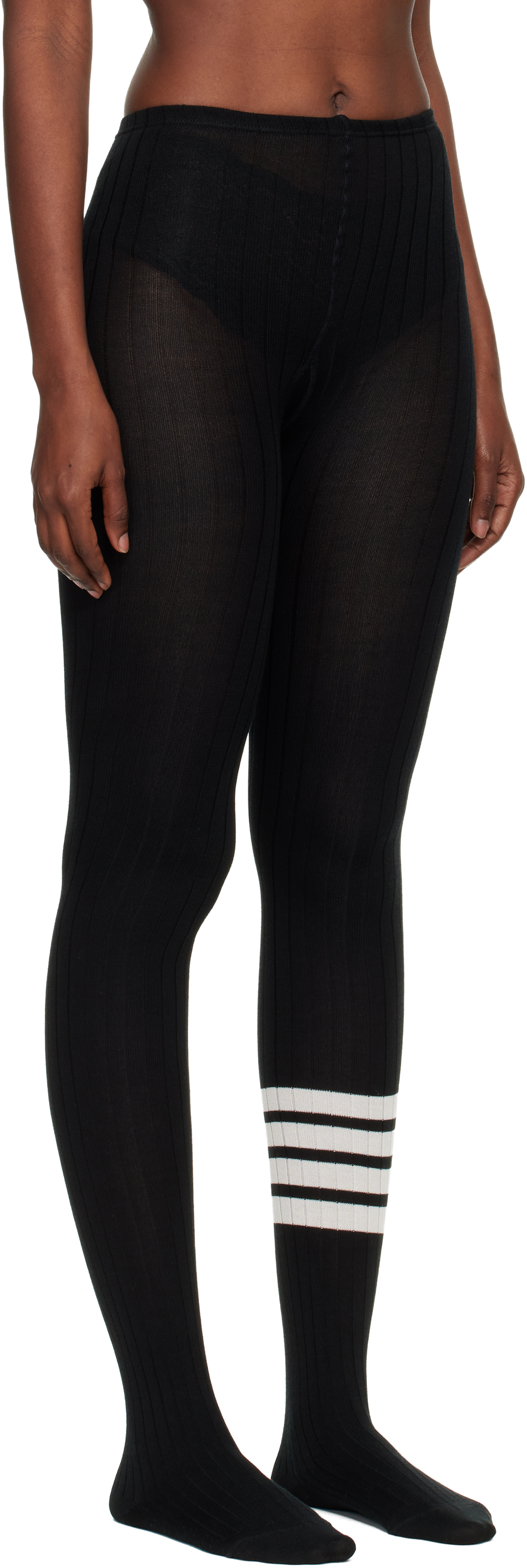 Thom Browne 4-bar Stripe Tights In Black