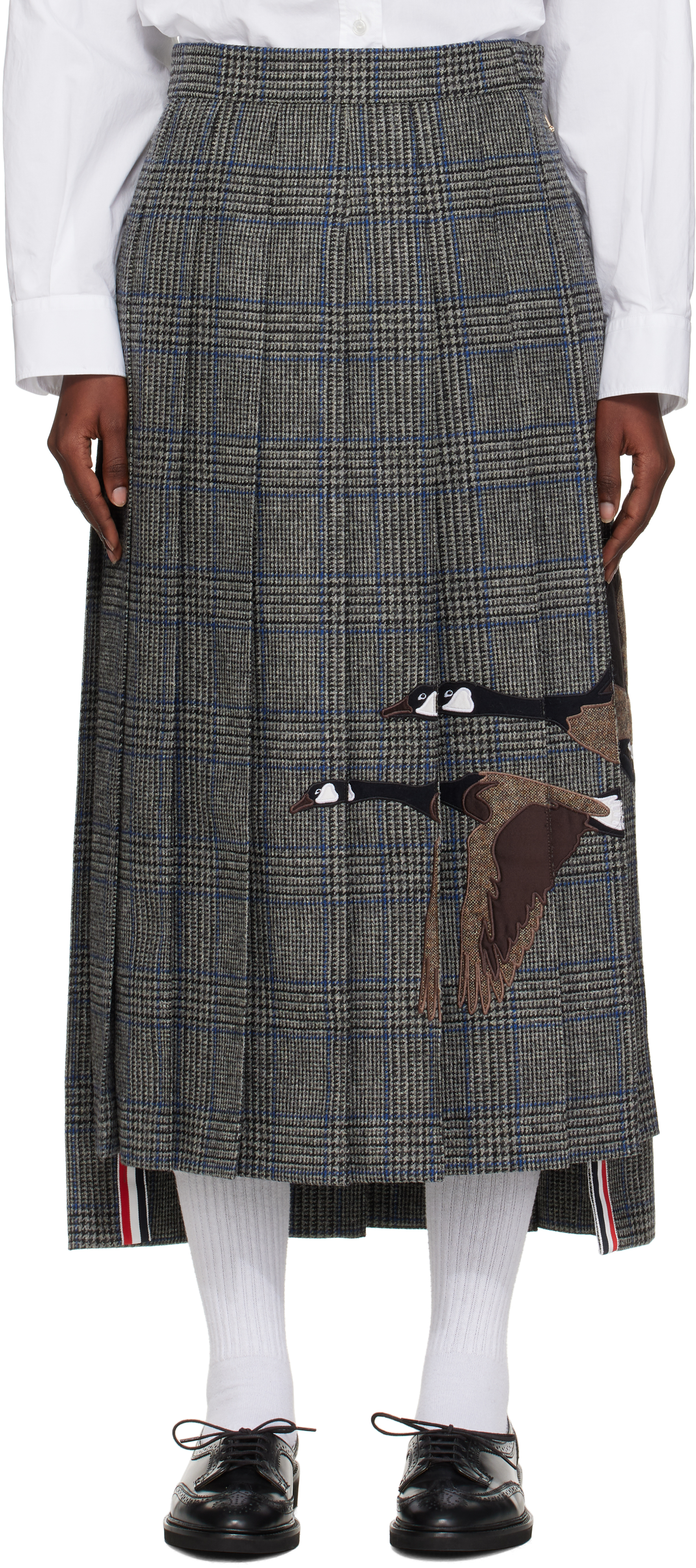 Thom Browne: Gray Classic Pleated Maxi Skirt | SSENSE