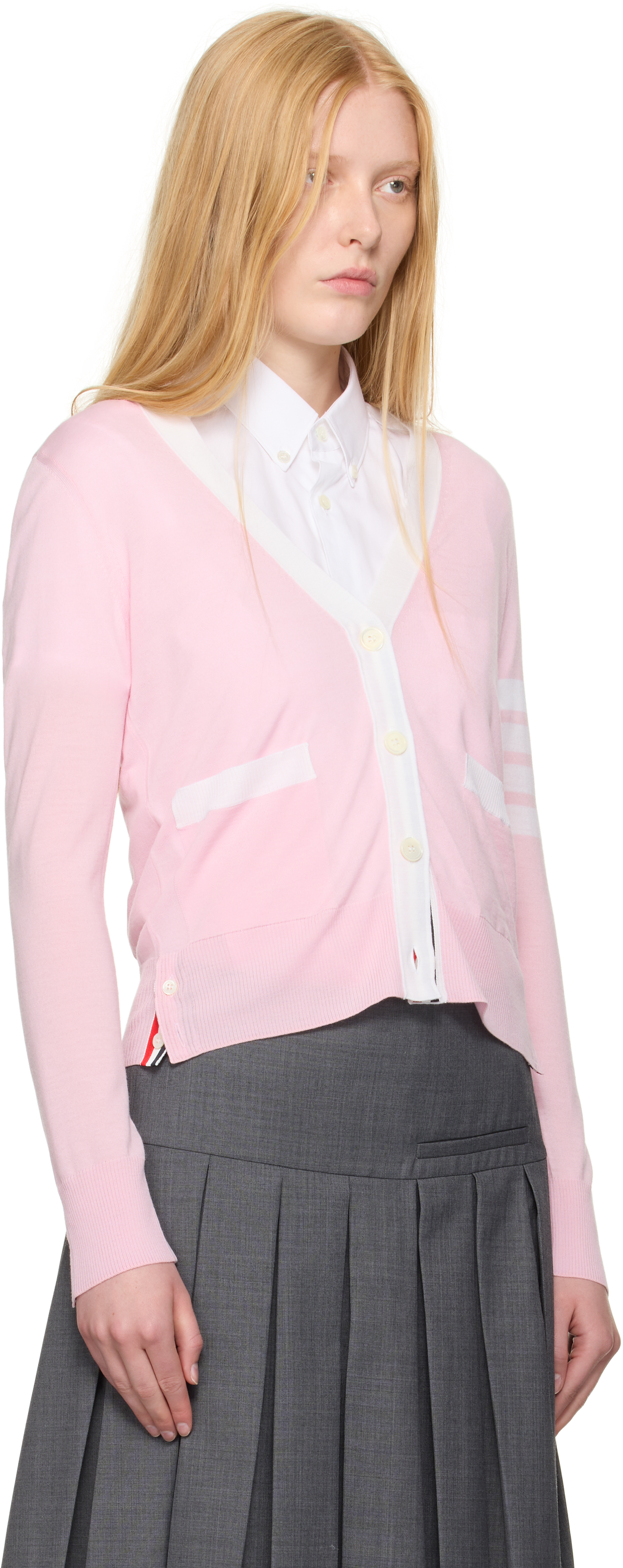 Thom Browne Pink Wool 4-bar Relaxed-fit Cardigan