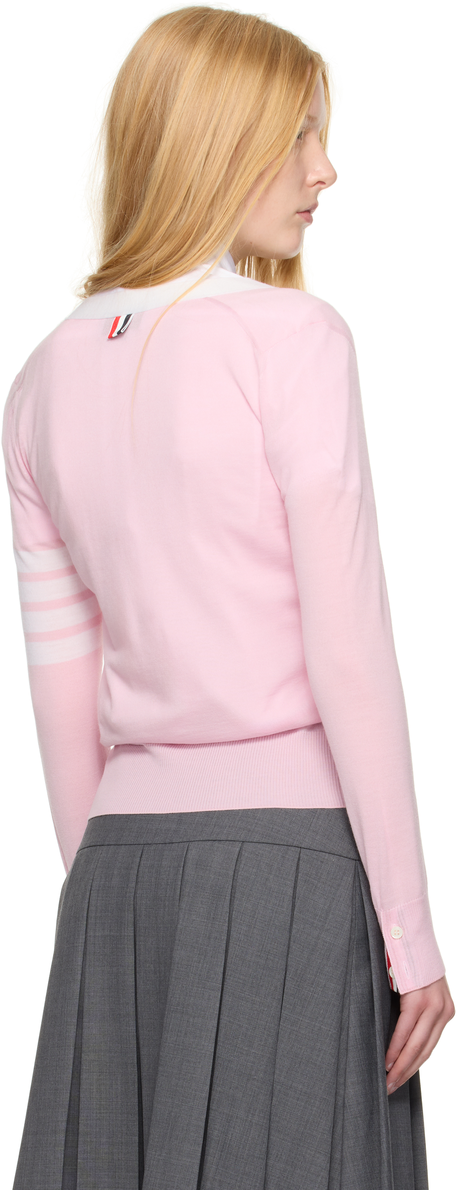 Thom Browne Pink Wool 4-bar Relaxed-fit Cardigan